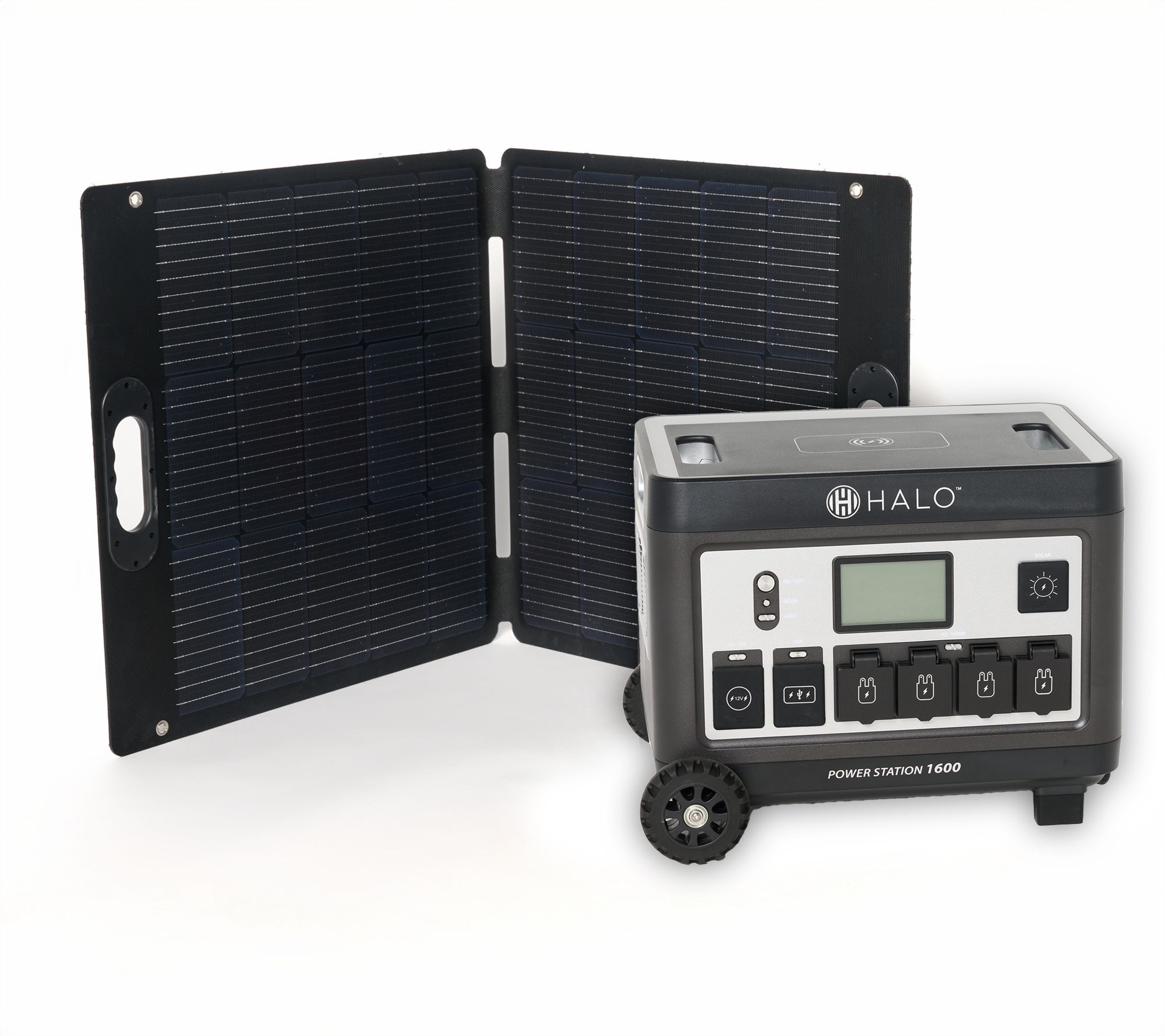 HALO 1600Wh Power Station with 11 Outlets & 100W Solar Panel