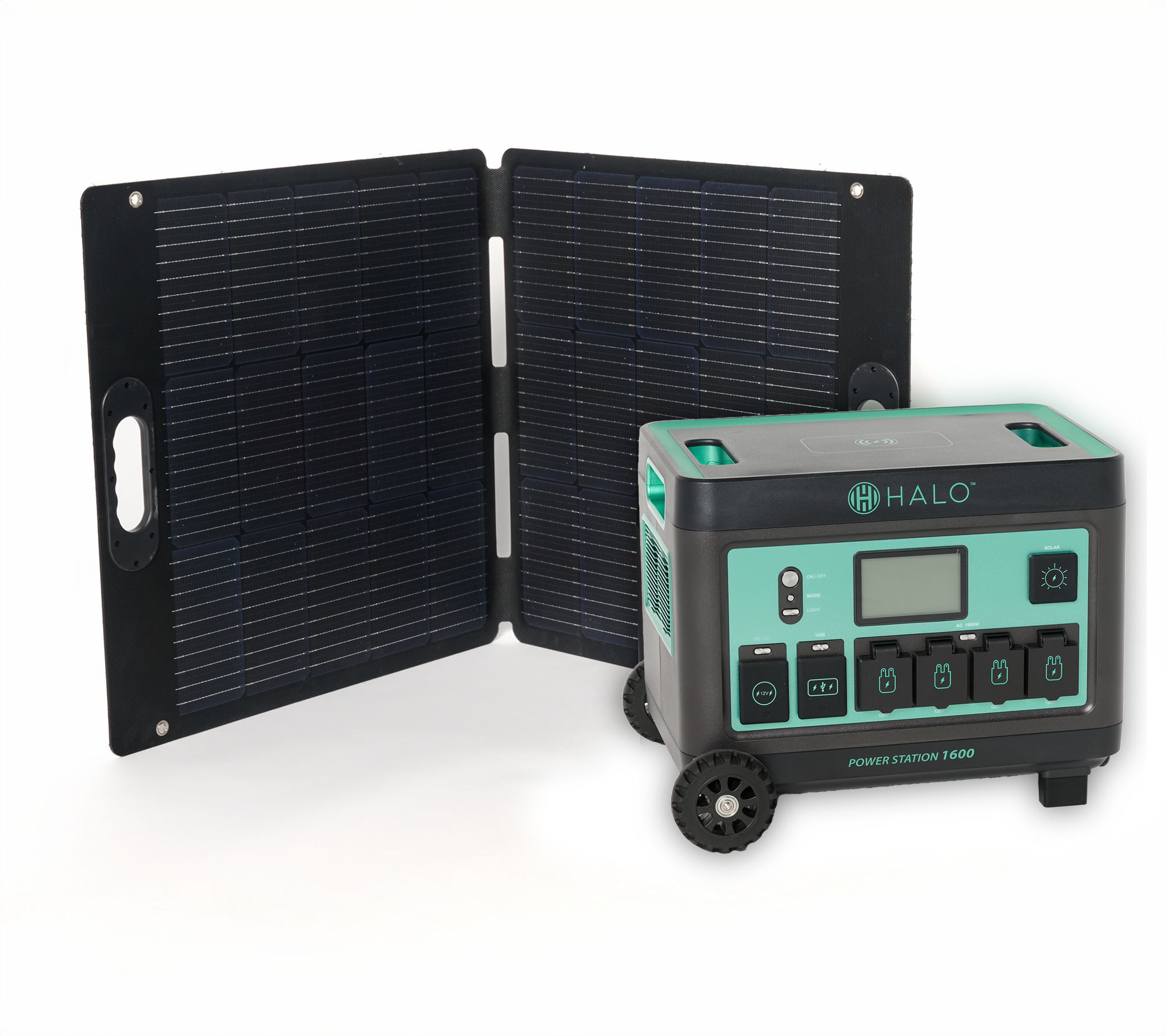 HALO 1600Wh Power Station with 11 Outlets & 100W Solar Panel