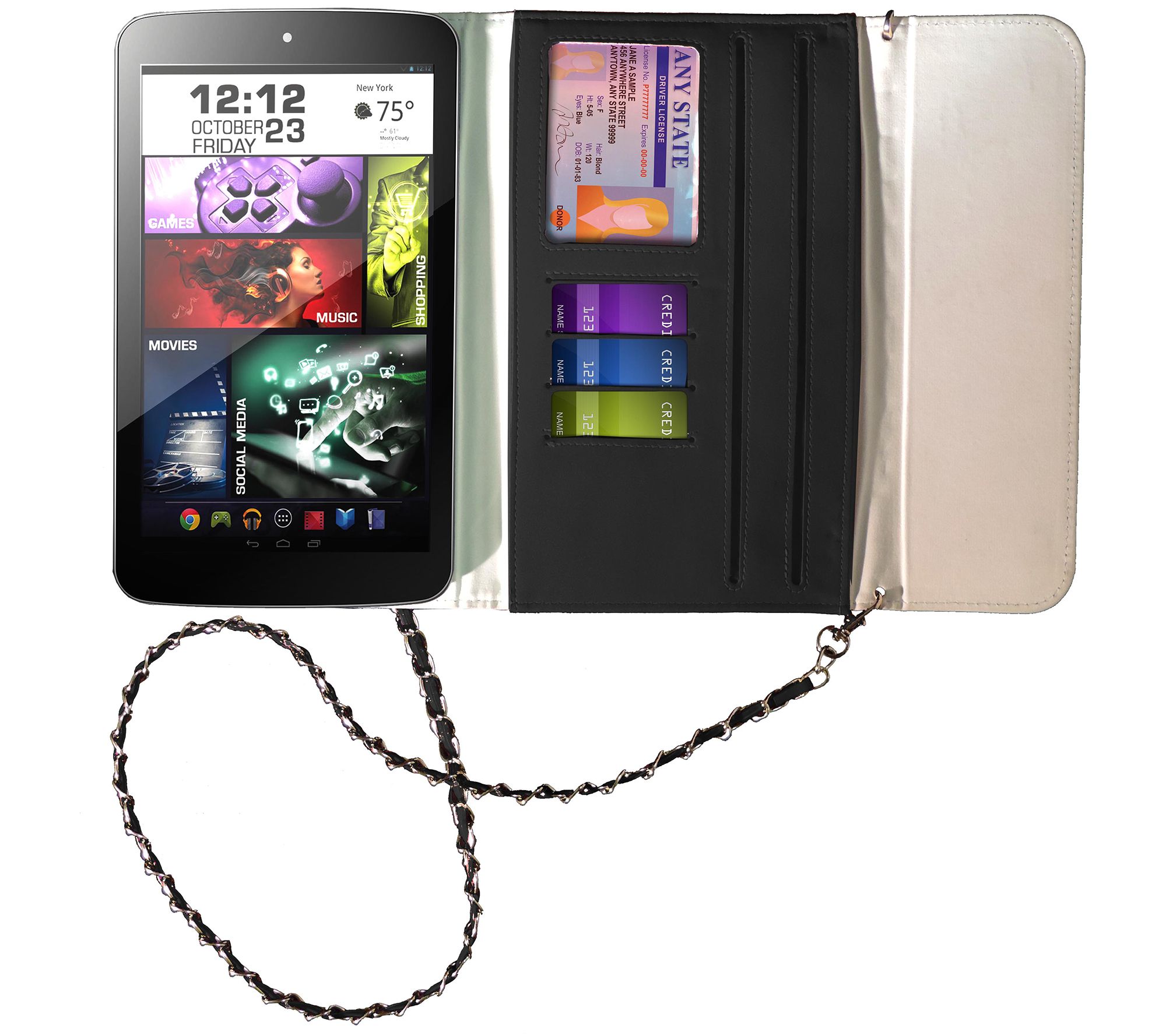 Visual Land 8" 16GB Android 5.0 Tablet with Purse Case