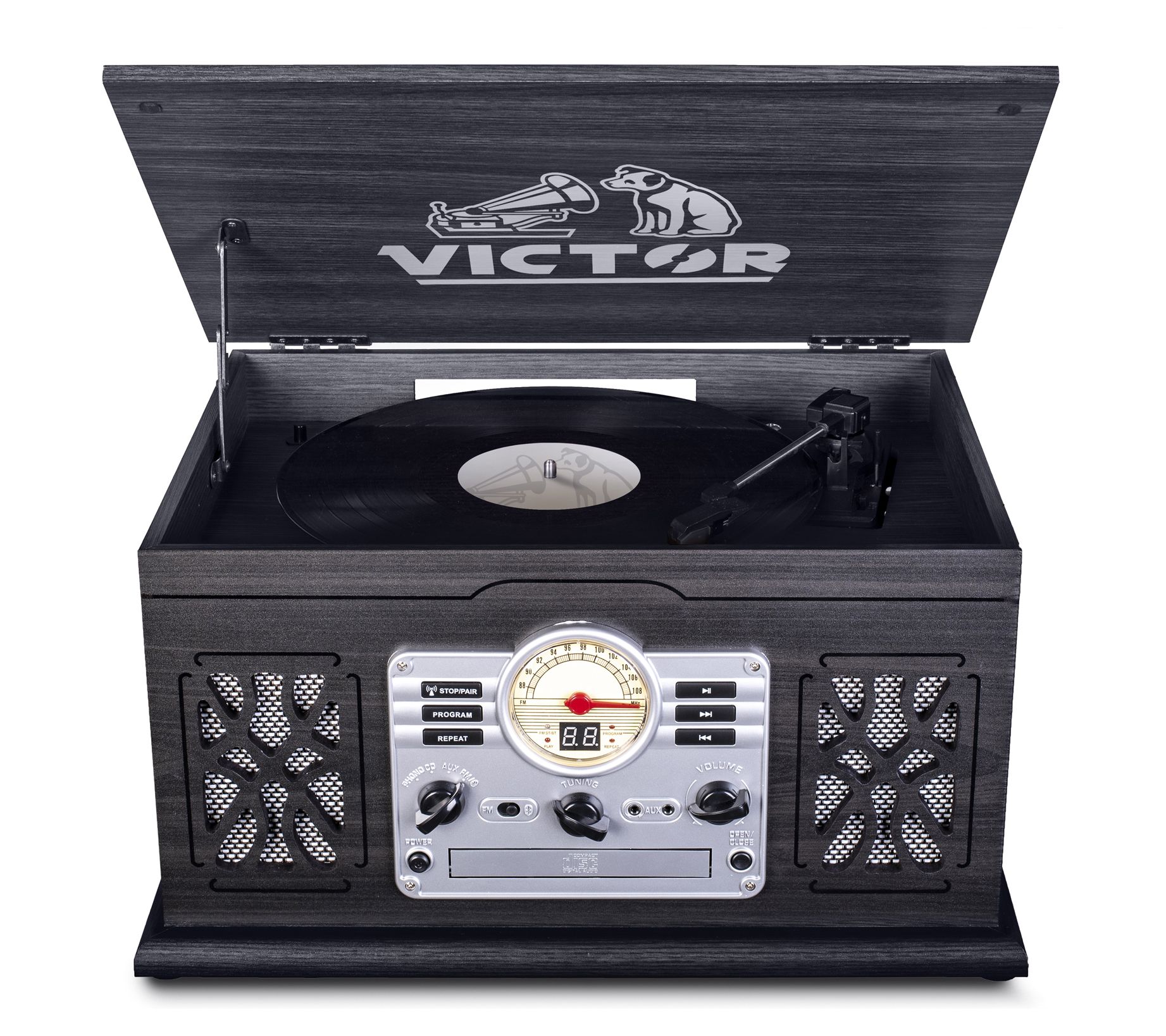 Victor State 7-IN-1 Wood Music Center