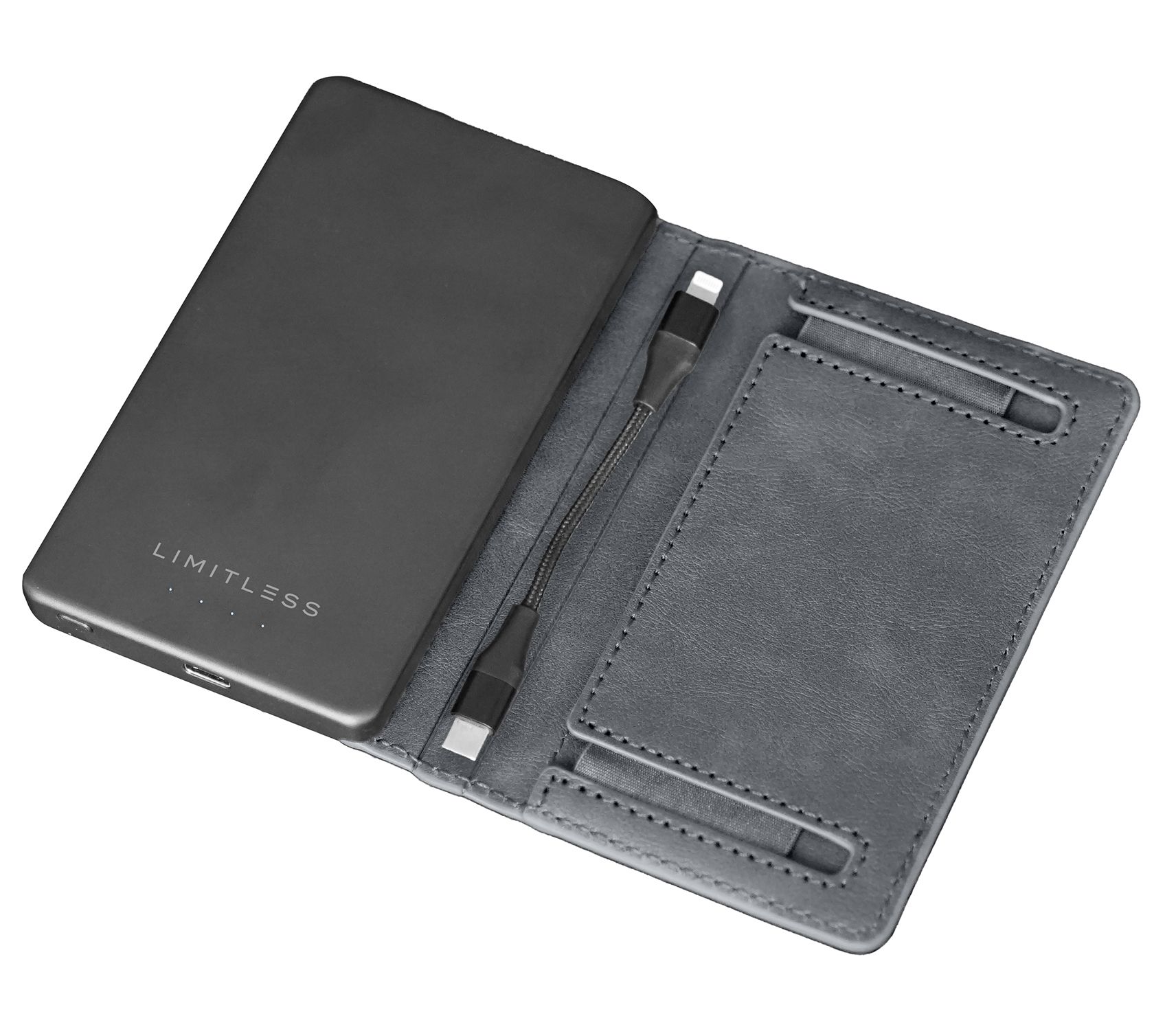 Limitless 5,000mAh Power Bank with Built in RFID Faux Leather Wallet