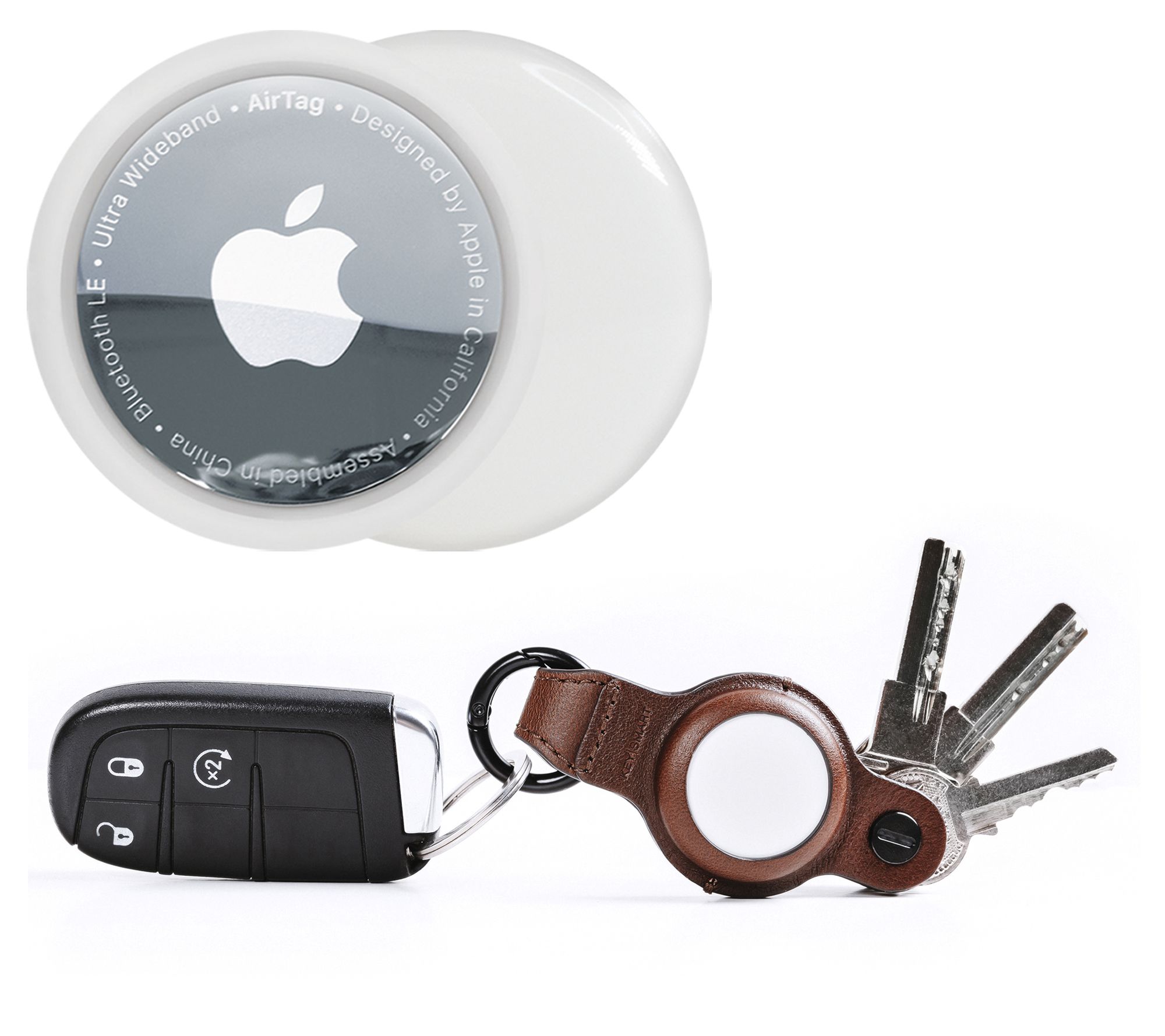 Curv Group Apple AirTag w/  KeySmart Air Flex Leather Holder