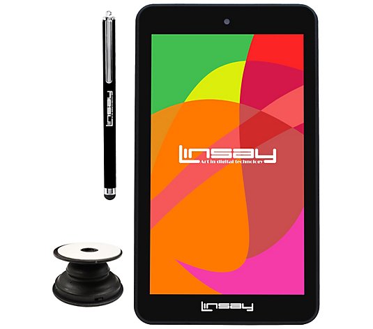 LINSAY 7" HD Quad Core Android Tablet with Stylus & Holder