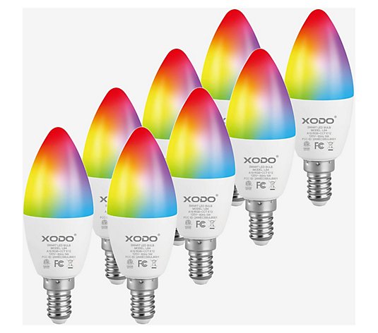 XODO Smart Candelabra LED Bulb 8-Pack Multi-Color WiFi E12 5W