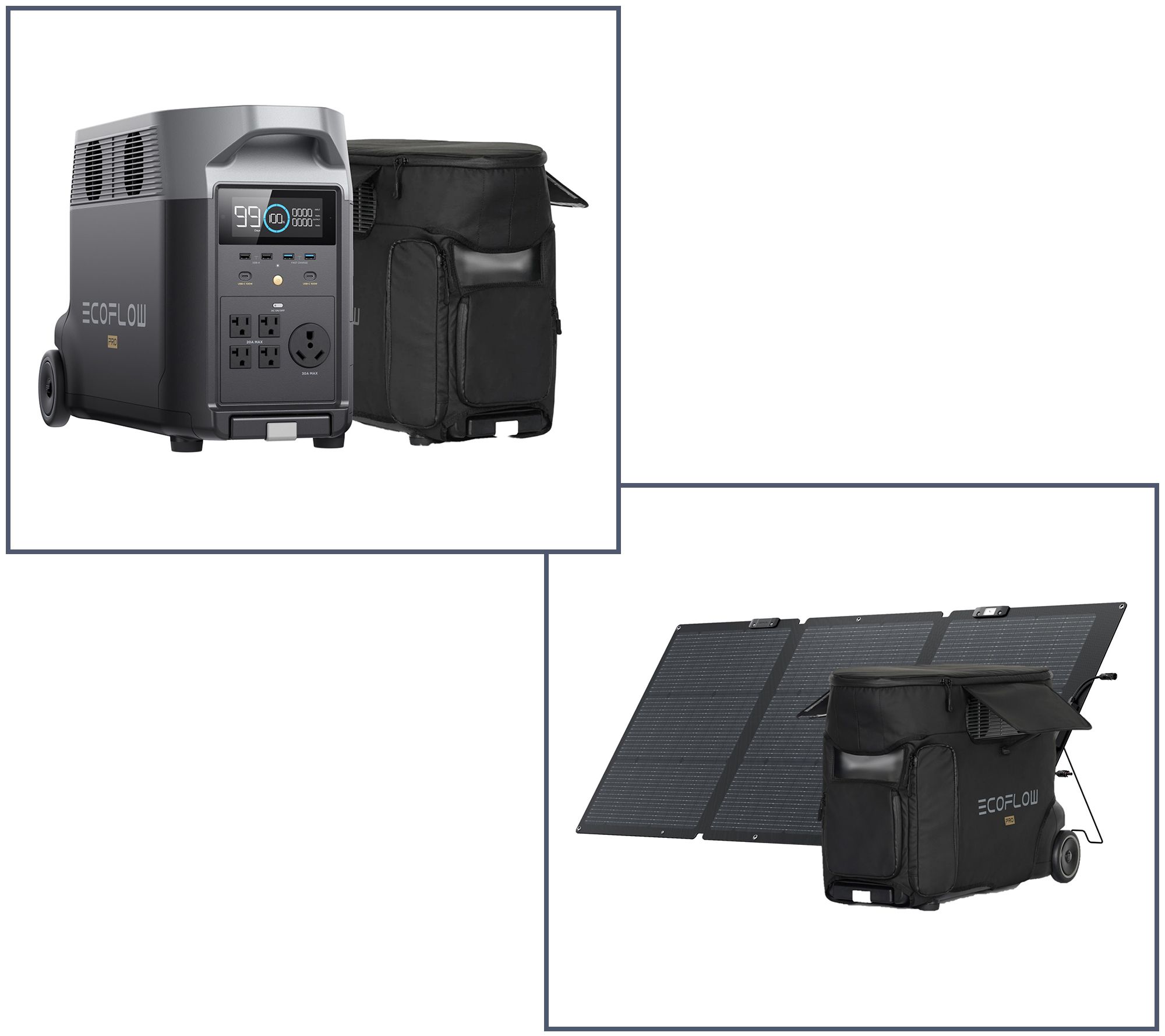 Ecoflow DELTA Pro 3600Wh Power Station, Bag & 160W Solar Panel Opt