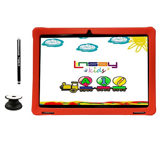 Linsay 10" IPS 32GB Android 10 Tablet, Kids Case, Holder, Pen