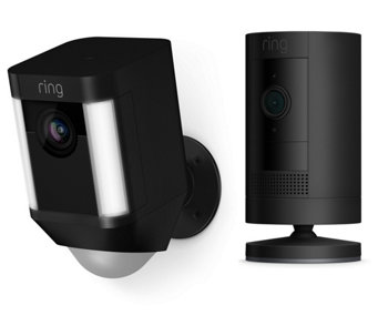Ring Spotlight and Stick-Up Camera Package with Ring Assist Plus