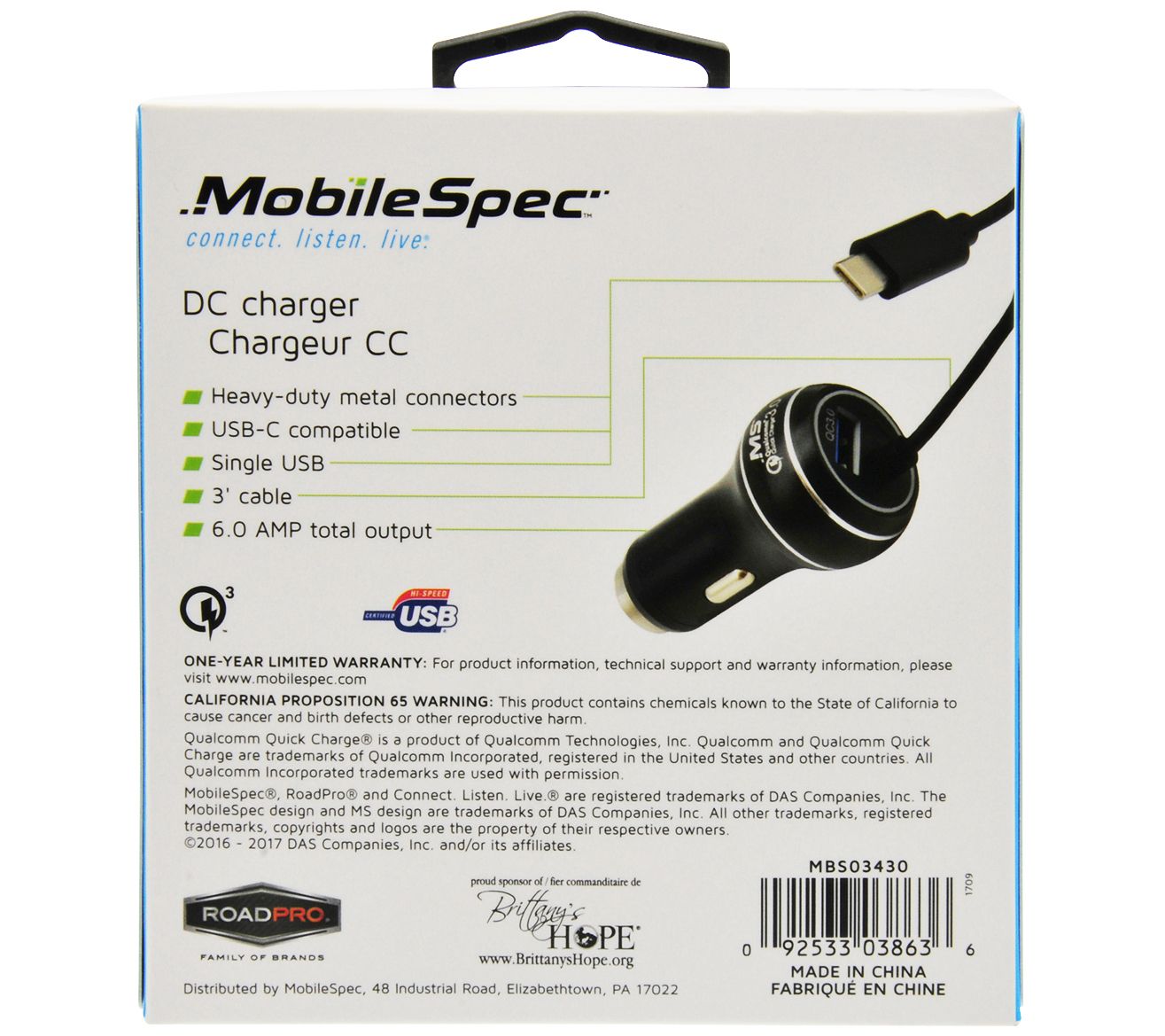 Chargeur USB pour voiture, USB-C PD et USB type A QC 3.0, 65 watts - PEARL