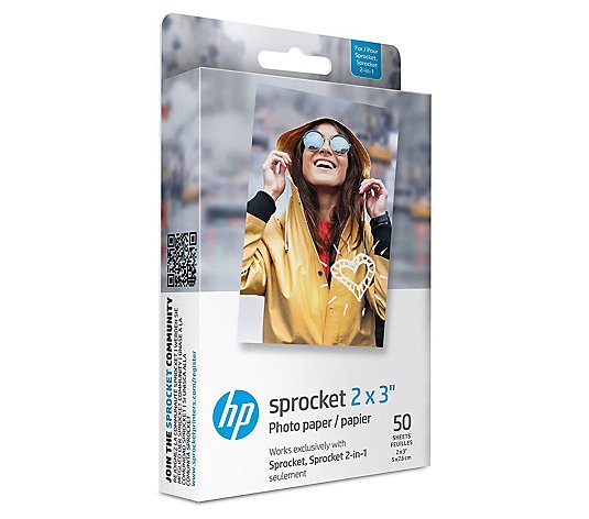 HP Sprocket 2" x 3" Zink Sticky-Back Photo Paper 50-Pack