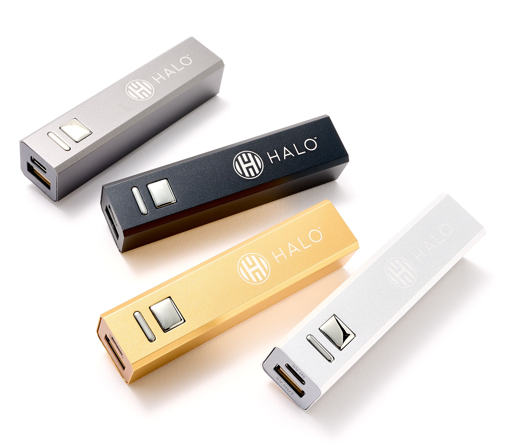 HALO Set of 4 2,200mAh Power Banks with USB-C Cables 