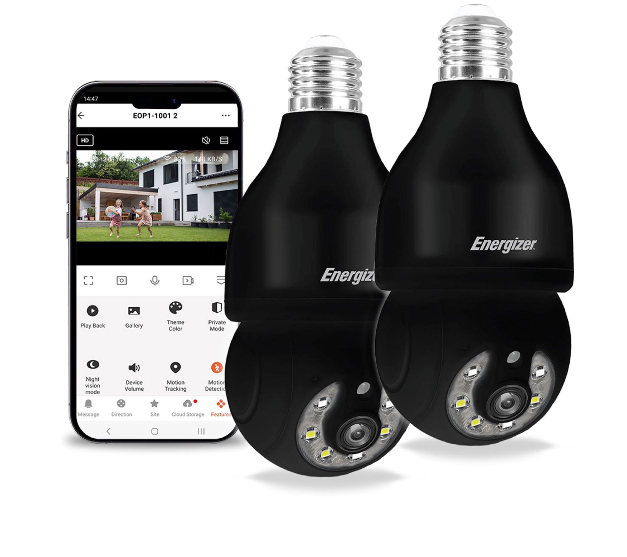 Energizer 2K Pan & Tilt Light Socket Smart Camera 2-Pack