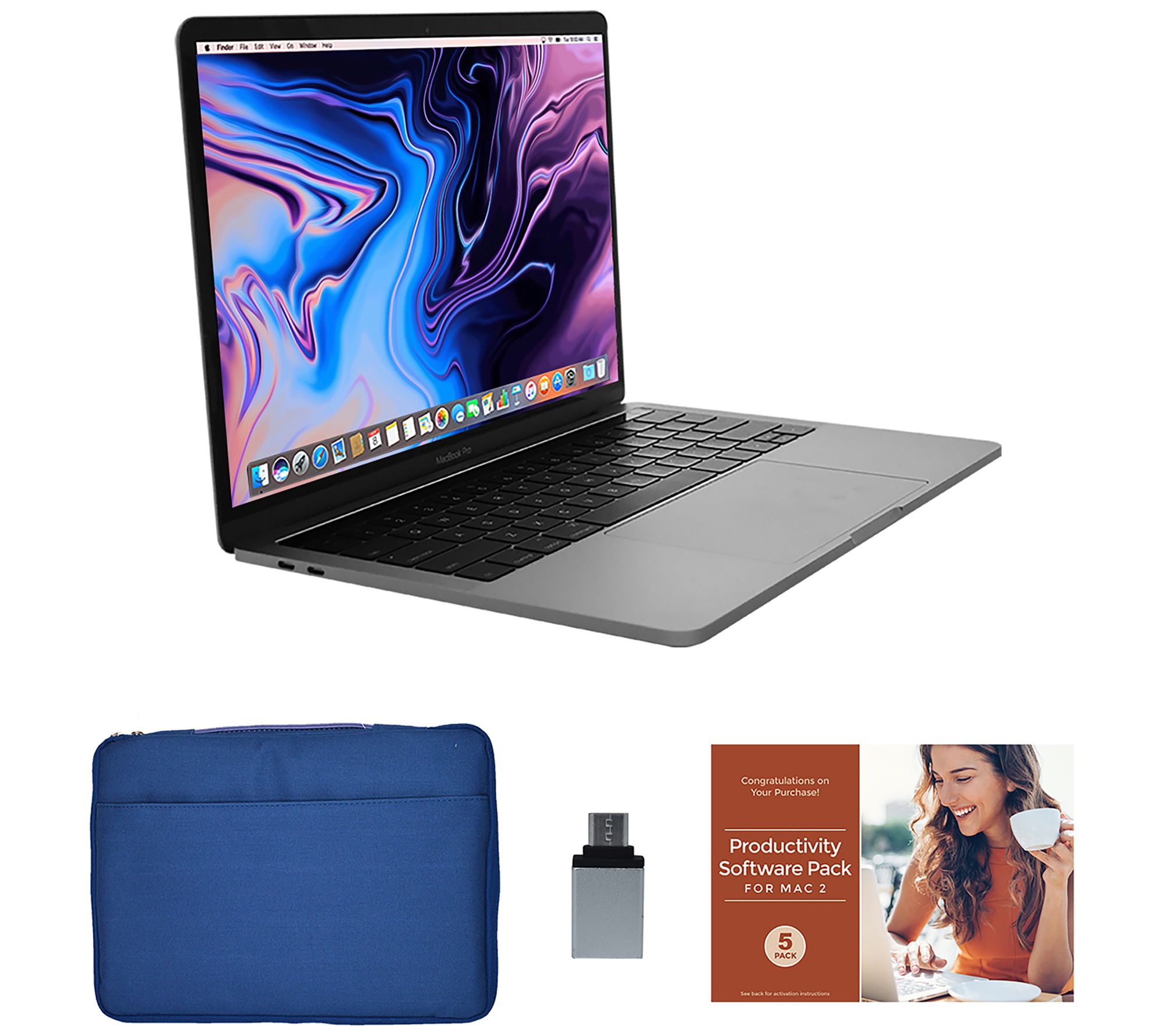 2019 Apple Macbook Pro Pro 13 128gb W Carry Case Usb C Adapter Qvc Com