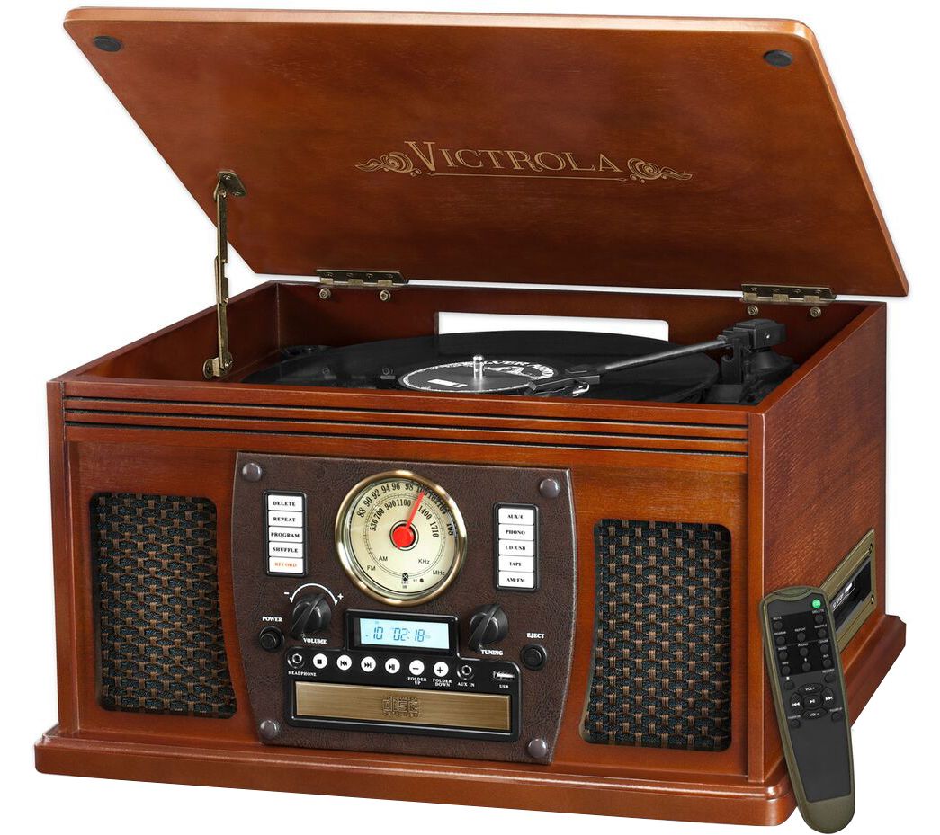 Victrola Navigator Wooden 8-in-1 BluetoothRecord Player