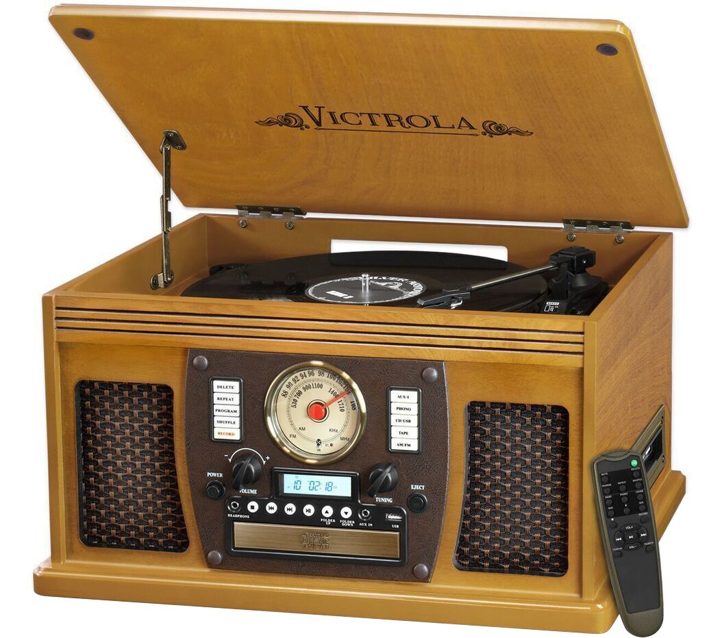 Victrola Navigator Wooden 8-in-1 Bluetooth Recod Player