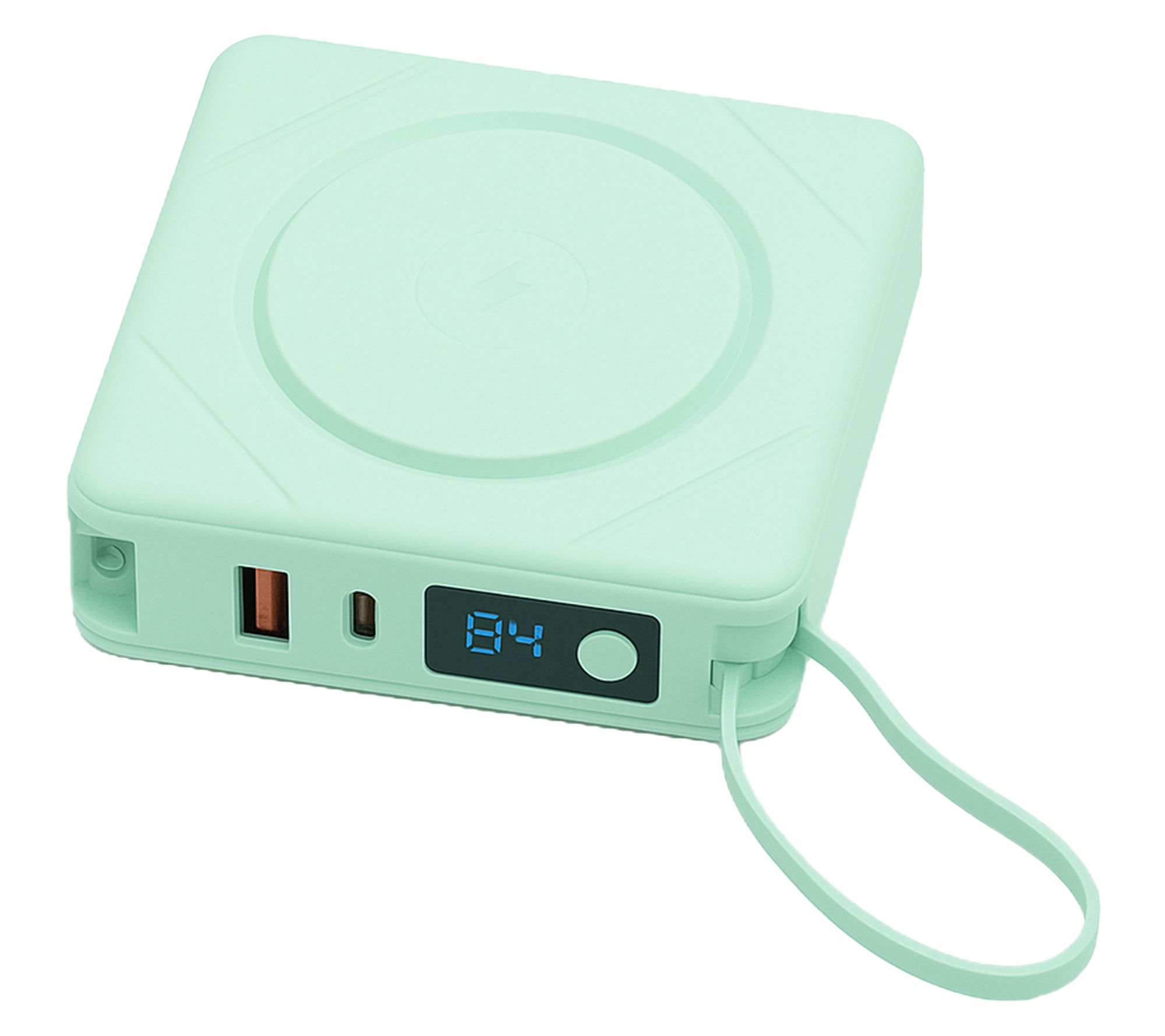 Uncaged Ergonomics10K mAh Power Bank w/Cables & Wireless Charge