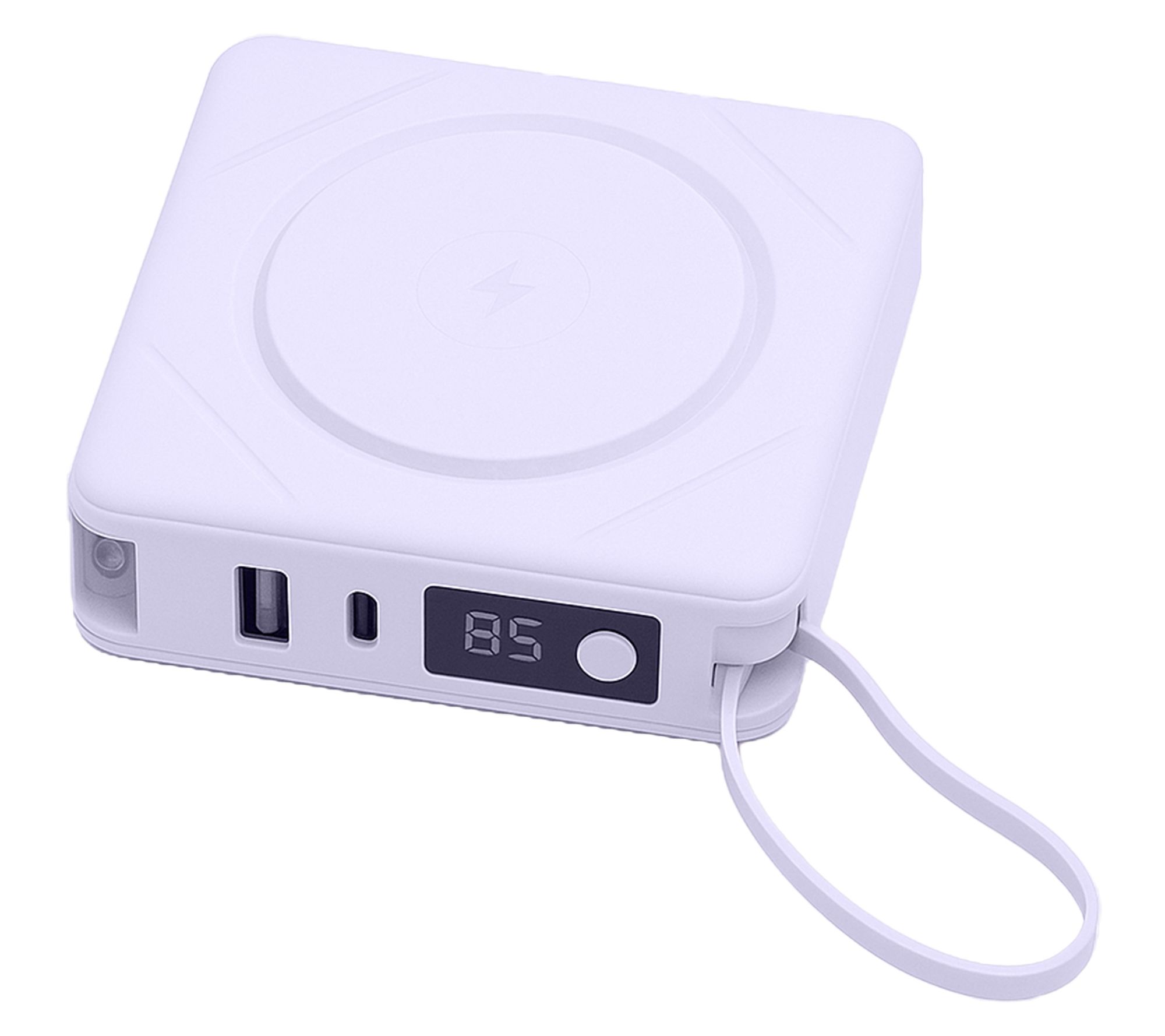 Uncaged Ergonomics10K mAh Power Bank w/Cables & Wireless Charge