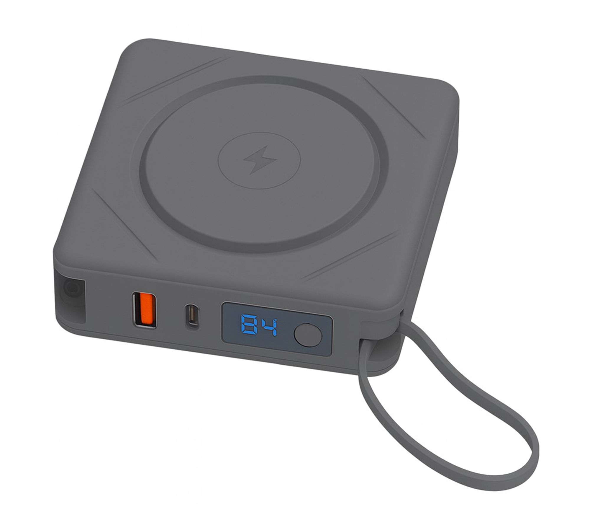 Uncaged Ergonomics10K mAh Power Bank w/Cables & Wireless Charge
