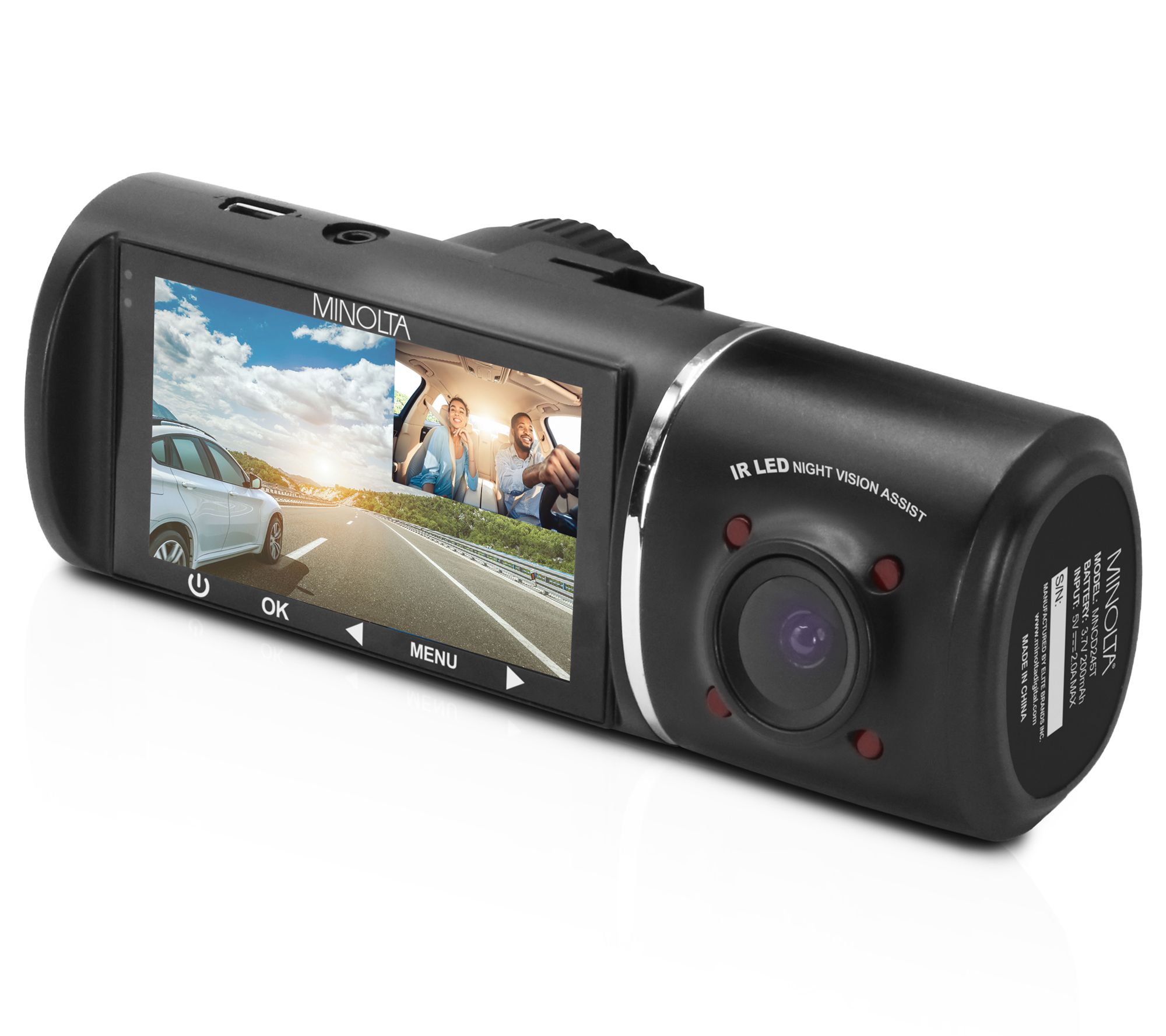 Minolta MNCD245T 3Channel 1080p Dash Camera w/Rear Camera