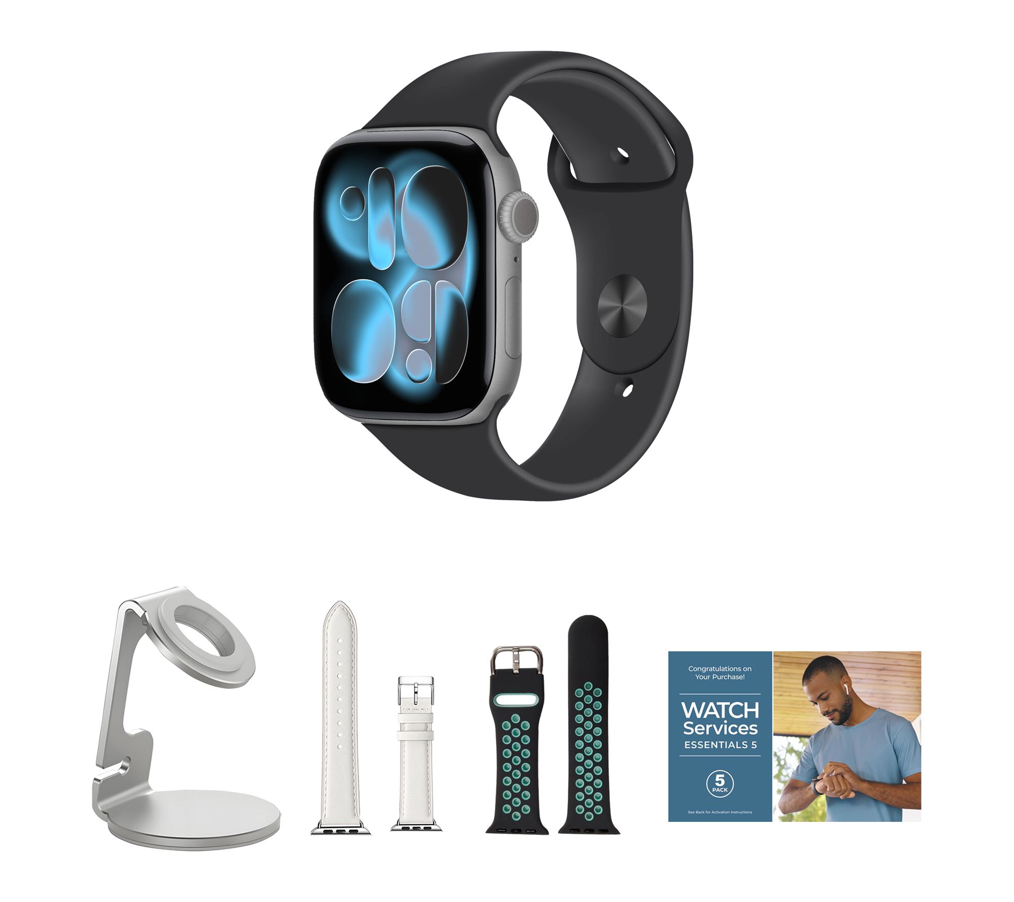 Apple Watch Series 11 GPS 42mm S/M with Leather Band & Charging Stand