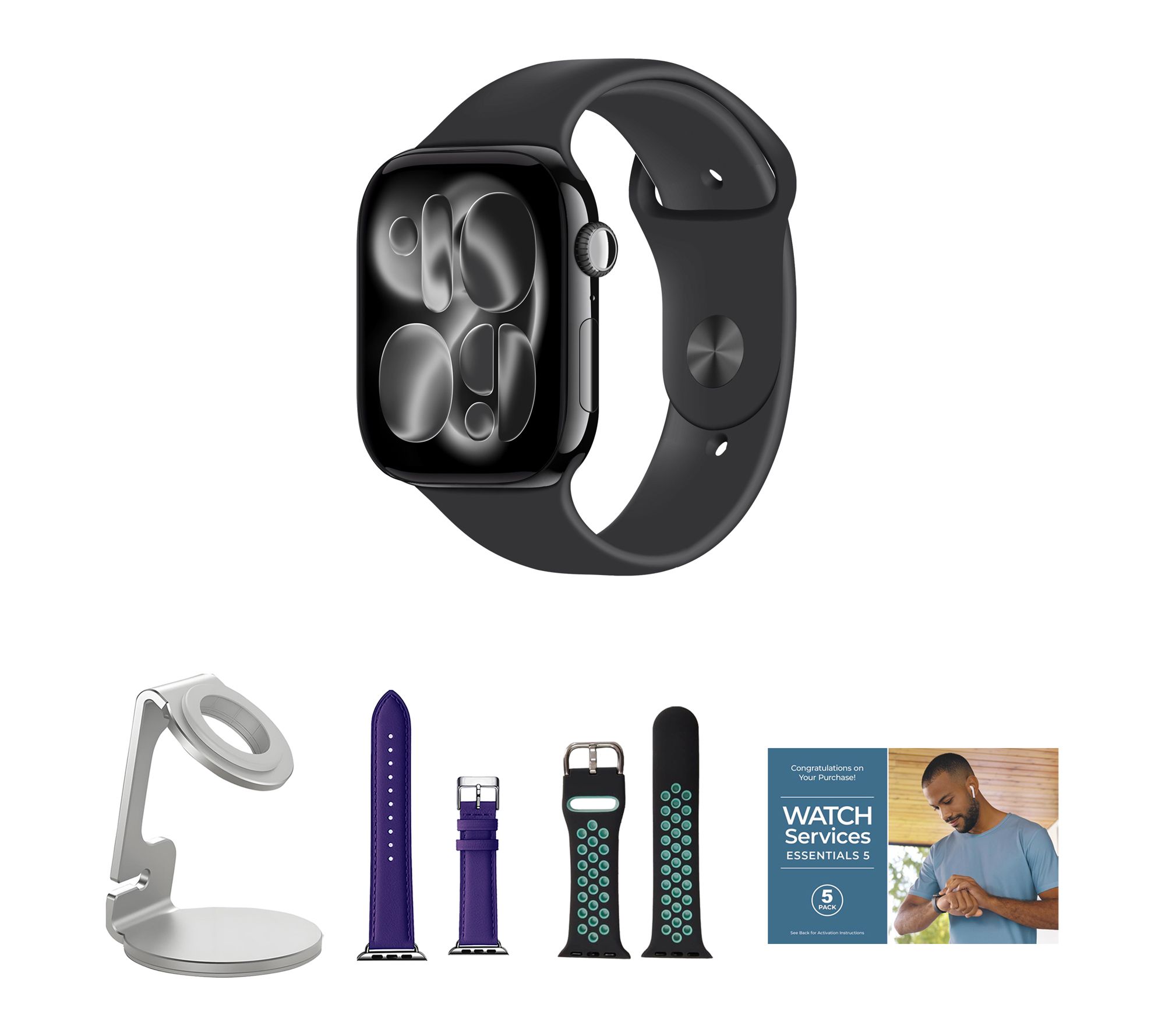 Apple Watch Series 11 GPS 42mm M/L with Leather Band & Charging Stand