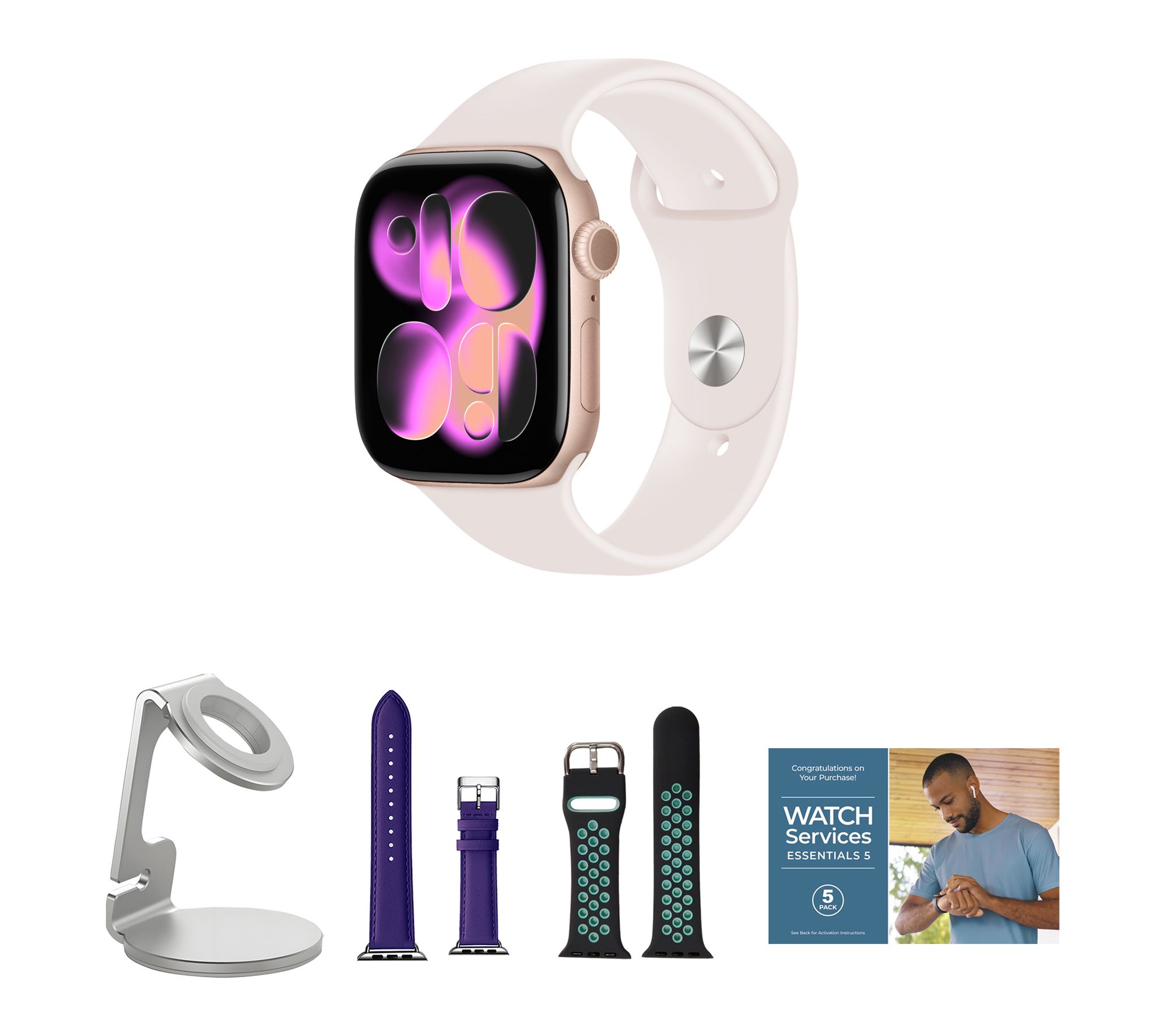 Apple Watch Series 11 GPS 42mm M/L with Leather Band & Charging Stand