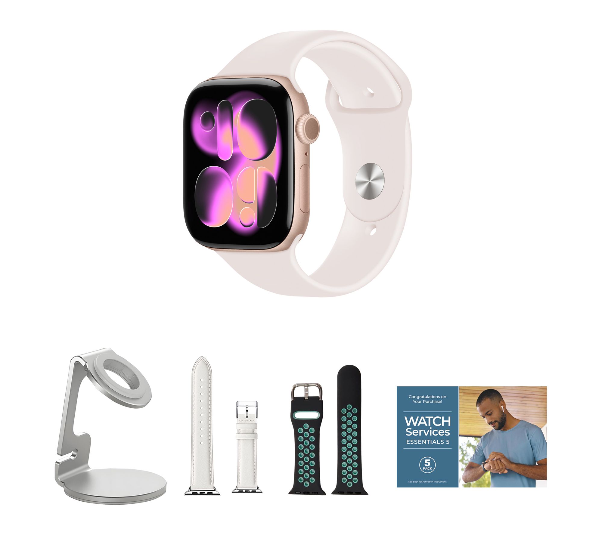 Apple Watch Series 11 GPS 42mm M/L with Leather Band & Charging Stand