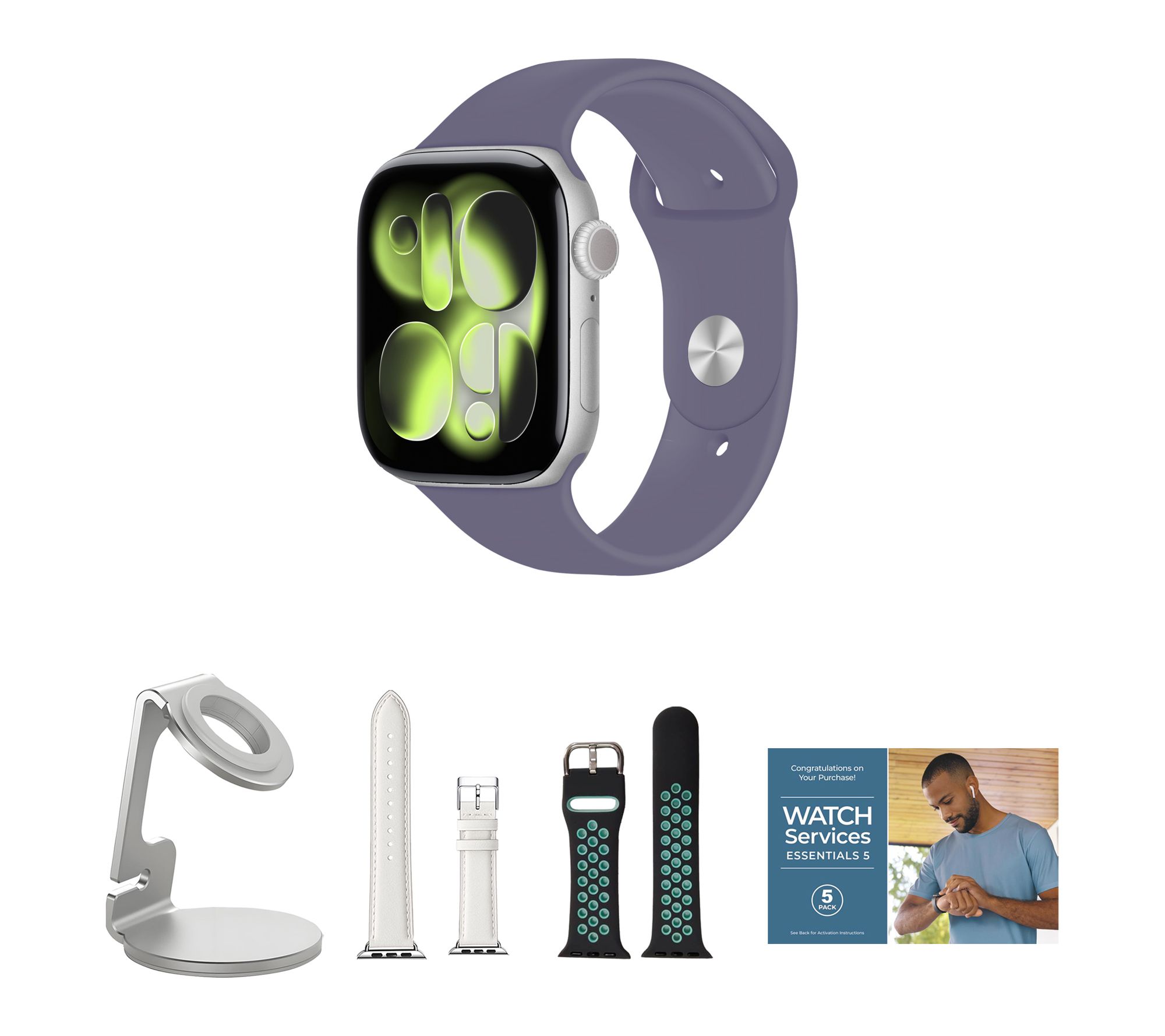 Apple Watch Series 11 GPS 42mm M/L with Leather Band & Charging Stand