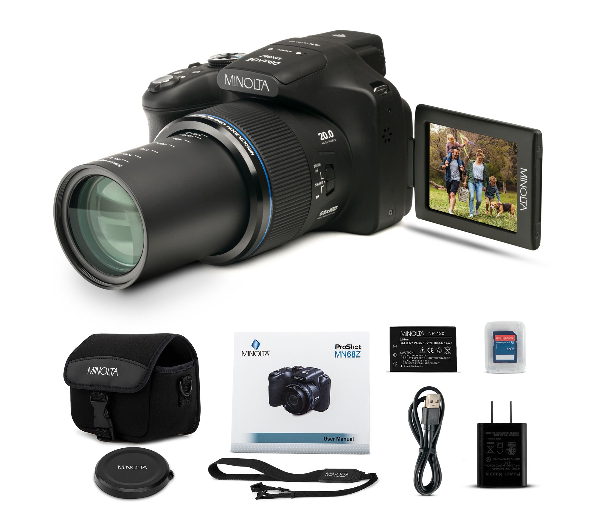 MINOLTA MN68Z 20 MP / 4K Bridge Camera w/68x Optical Zoom | QVC