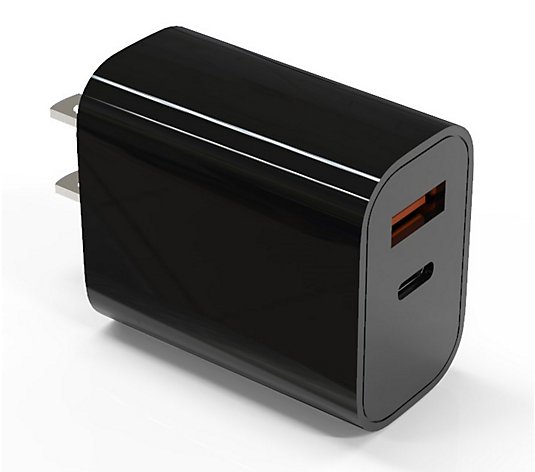 Dual Port USB-C Wall Plug-in USB Charger 20W Power