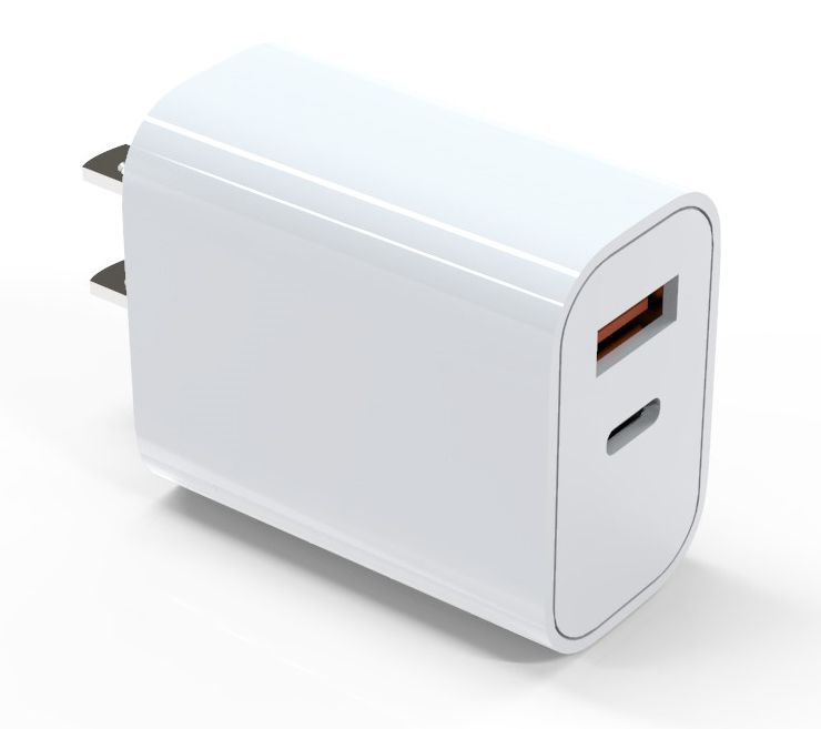 Dual Port USB-C Wall Plug-in USB Charger 20W Power