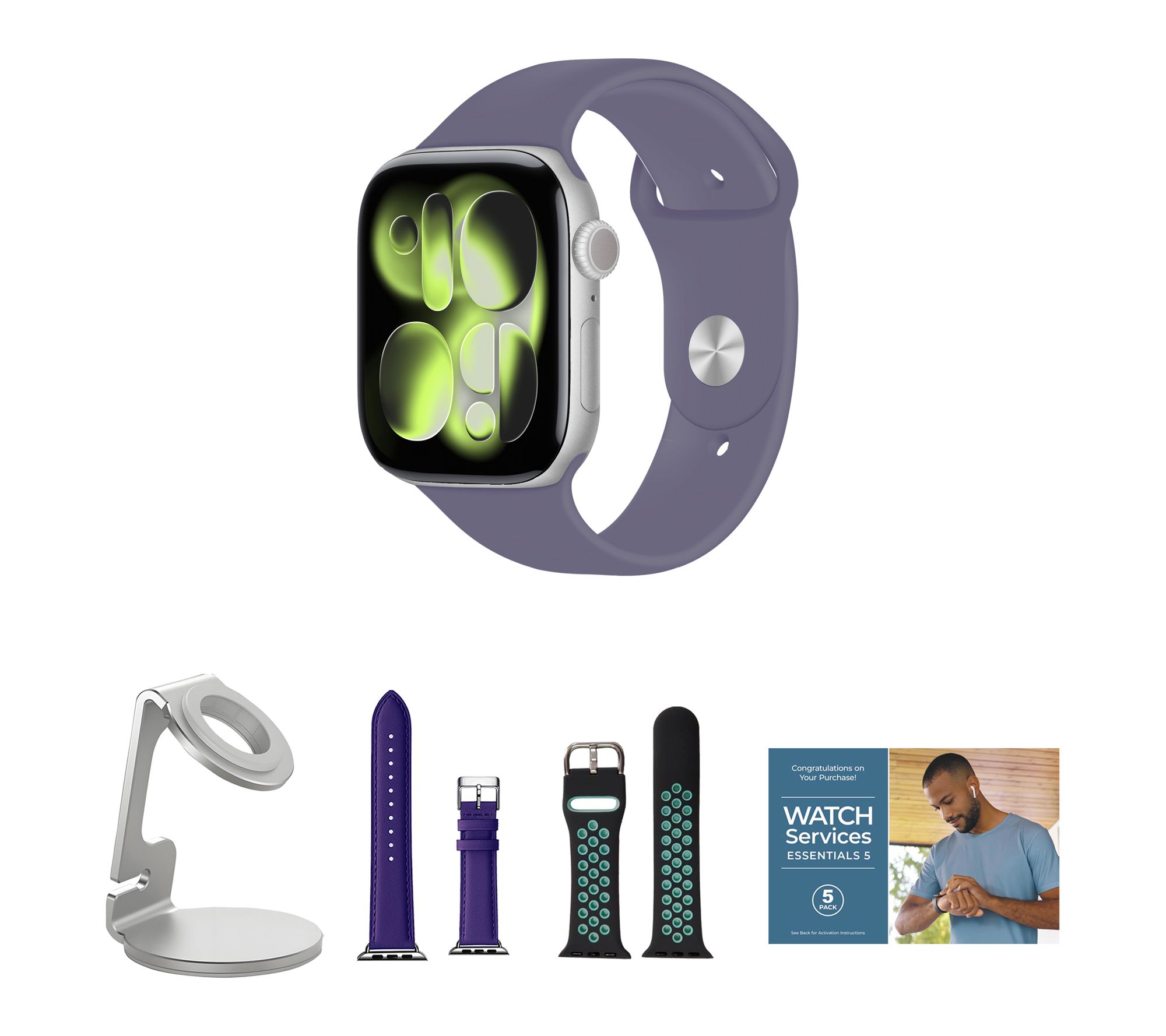 Apple Watch Series 11 GPS 46mm S/M with Leather Band & Charging Stand