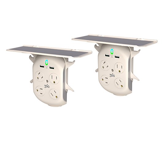 360 Electrical Set of 2 Revolve 2.4A Surge Protector with Shelf