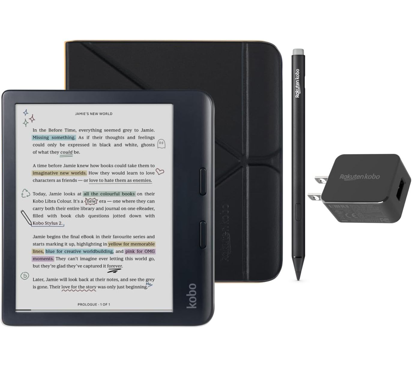 Kobo Libra Colour 7" 32GB Glare-Free eReader/Writer w/Stylus & Case