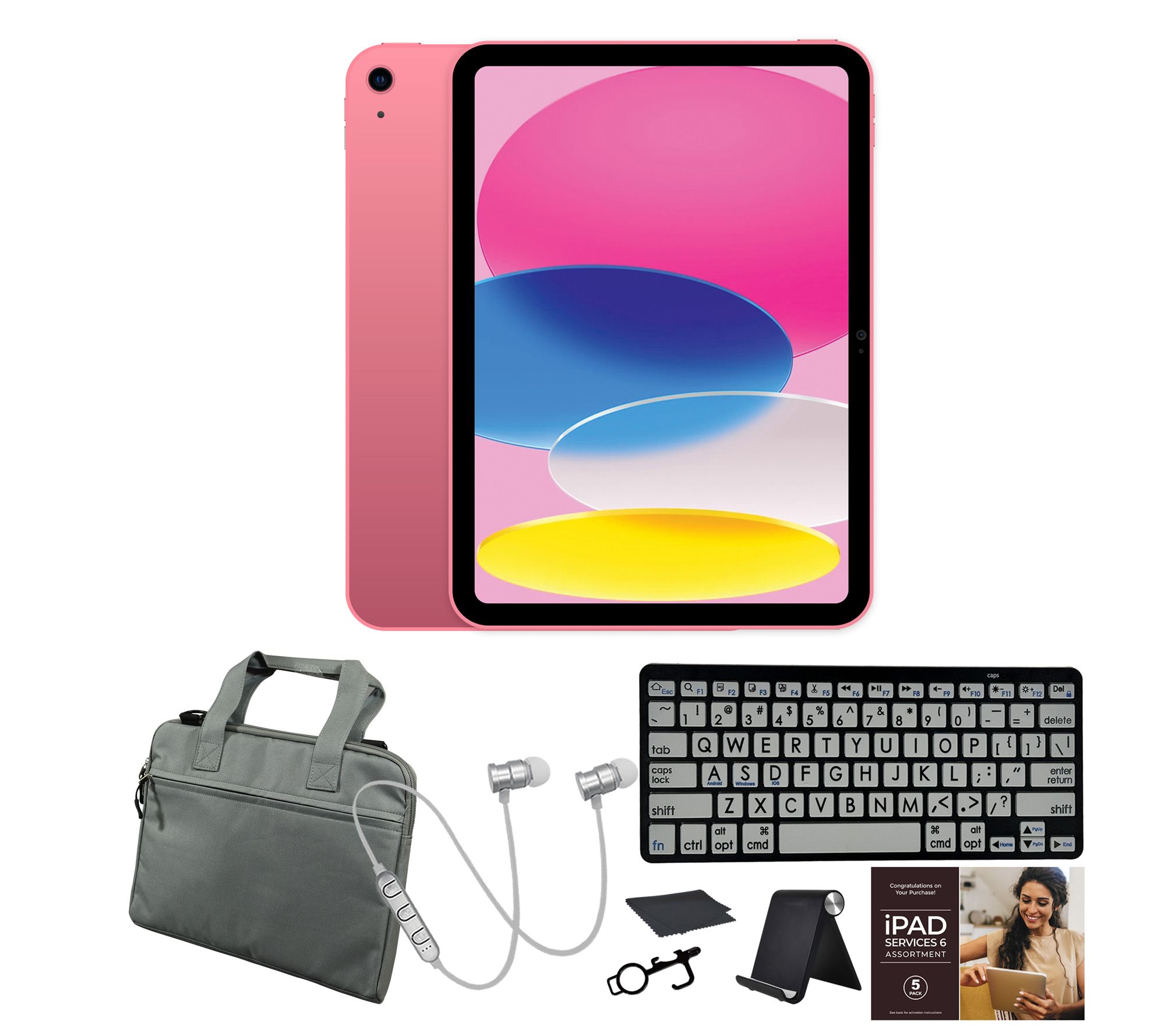 Apple iPad 10.9" Gen 10 64GB w/ Large Print Bluetooth Keyboard & More