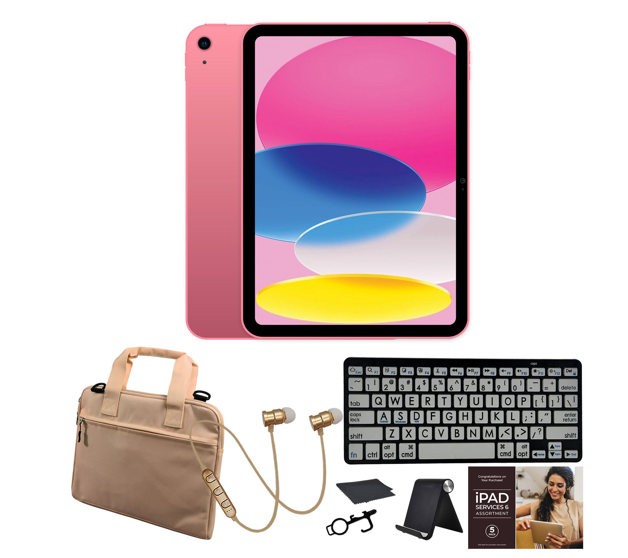 Apple iPad 10.9" Gen 10 64GB w/ Large Print Bluetooth Keyboard & More