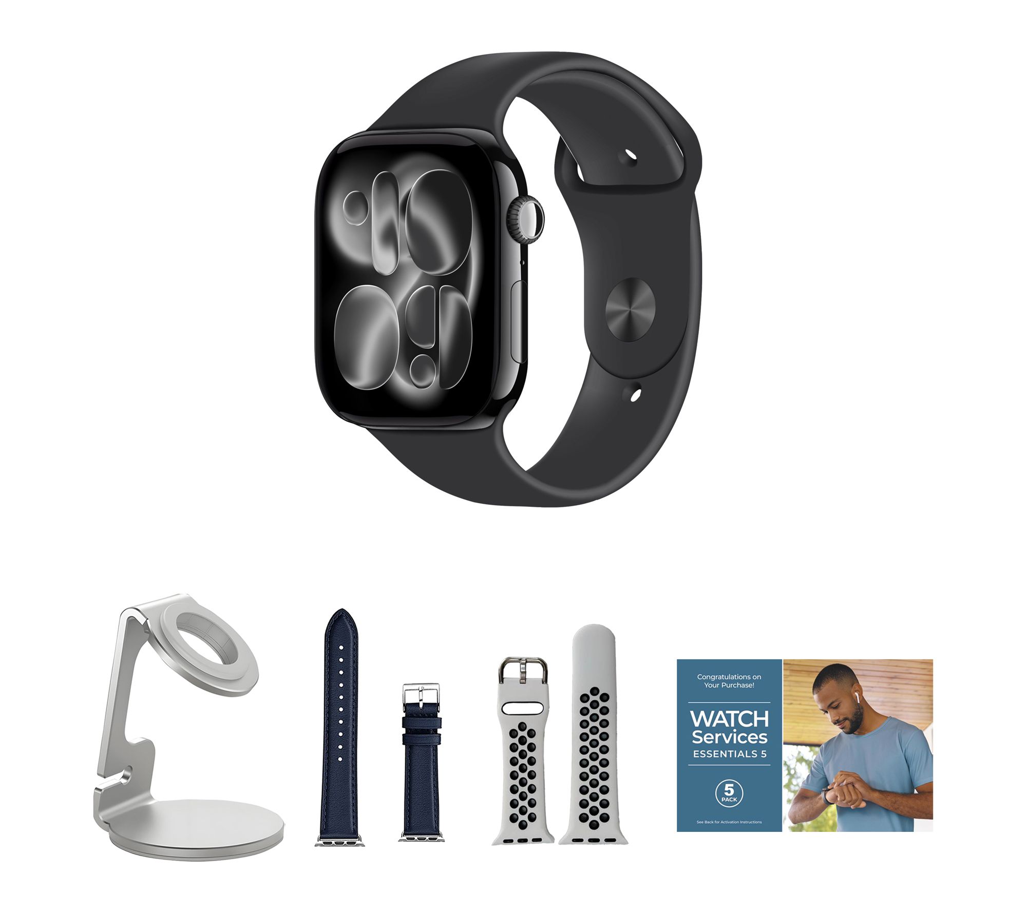 Apple Watch Series 11 GPS 46mm M/L with Leather Band & Charging Stand