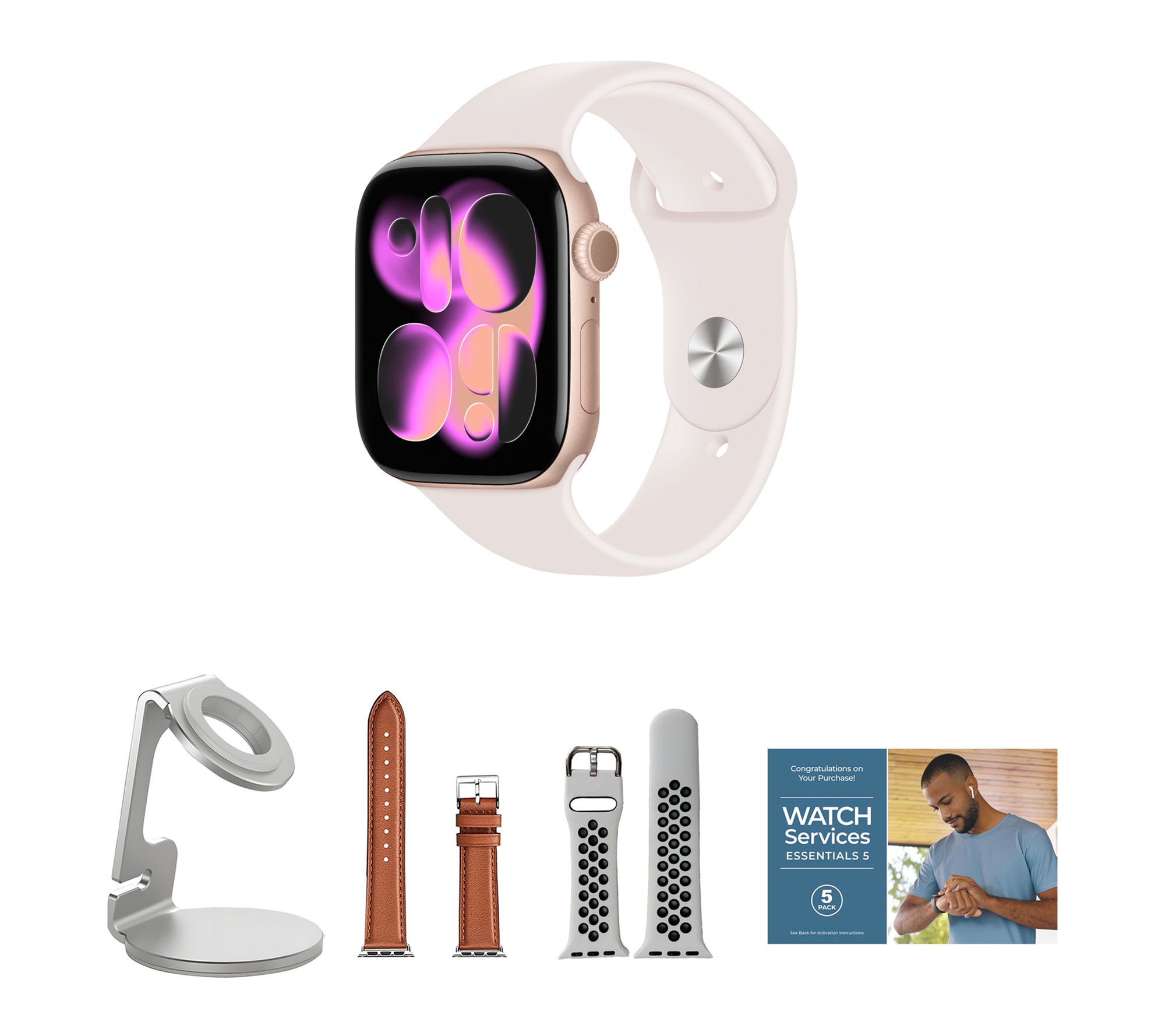 Apple Watch Series 11 GPS 46mm M/L with Leather Band & Charging Stand
