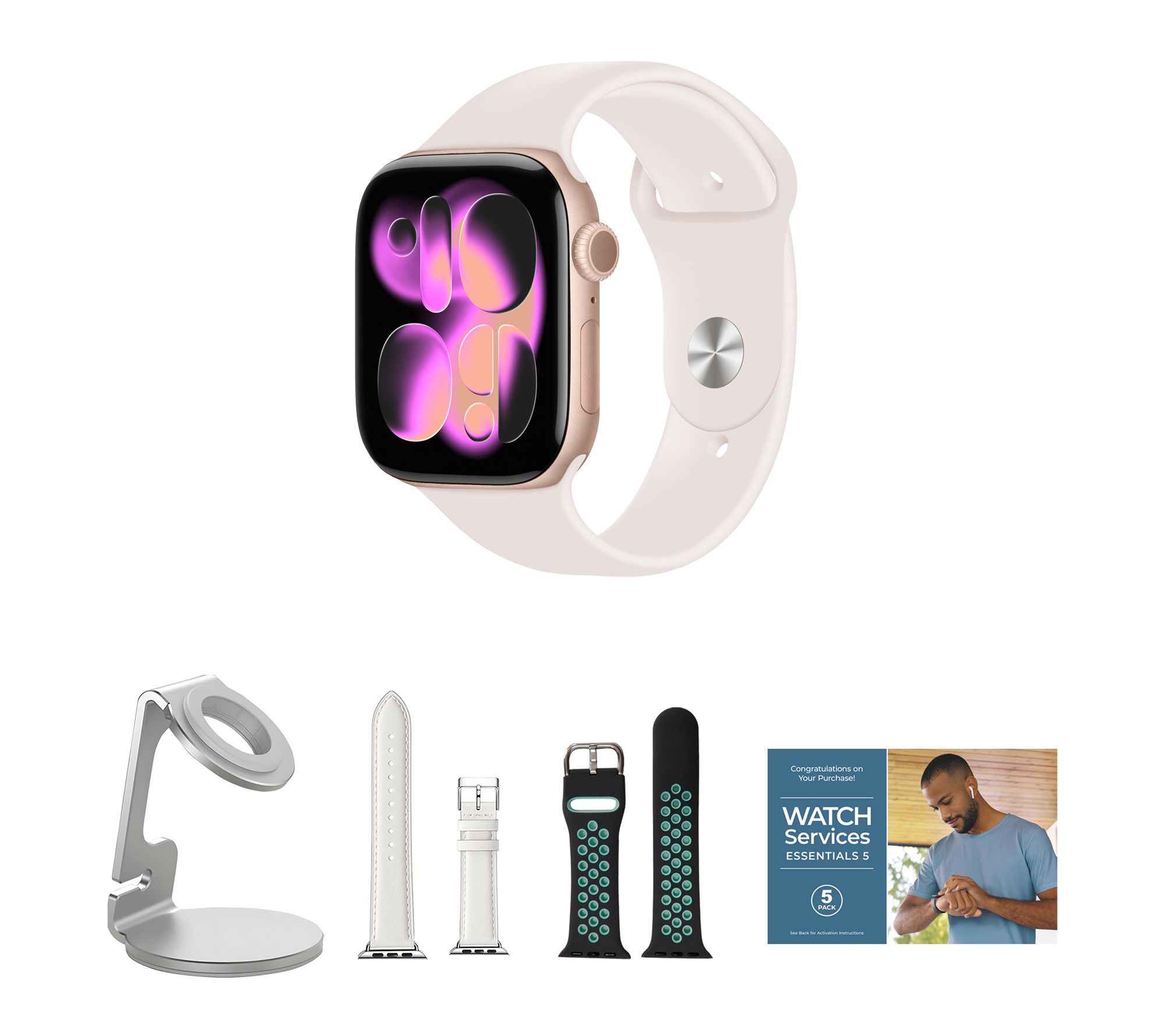 Apple Watch Series 11 GPS 46mm M/L with Leather Band & Charging Stand