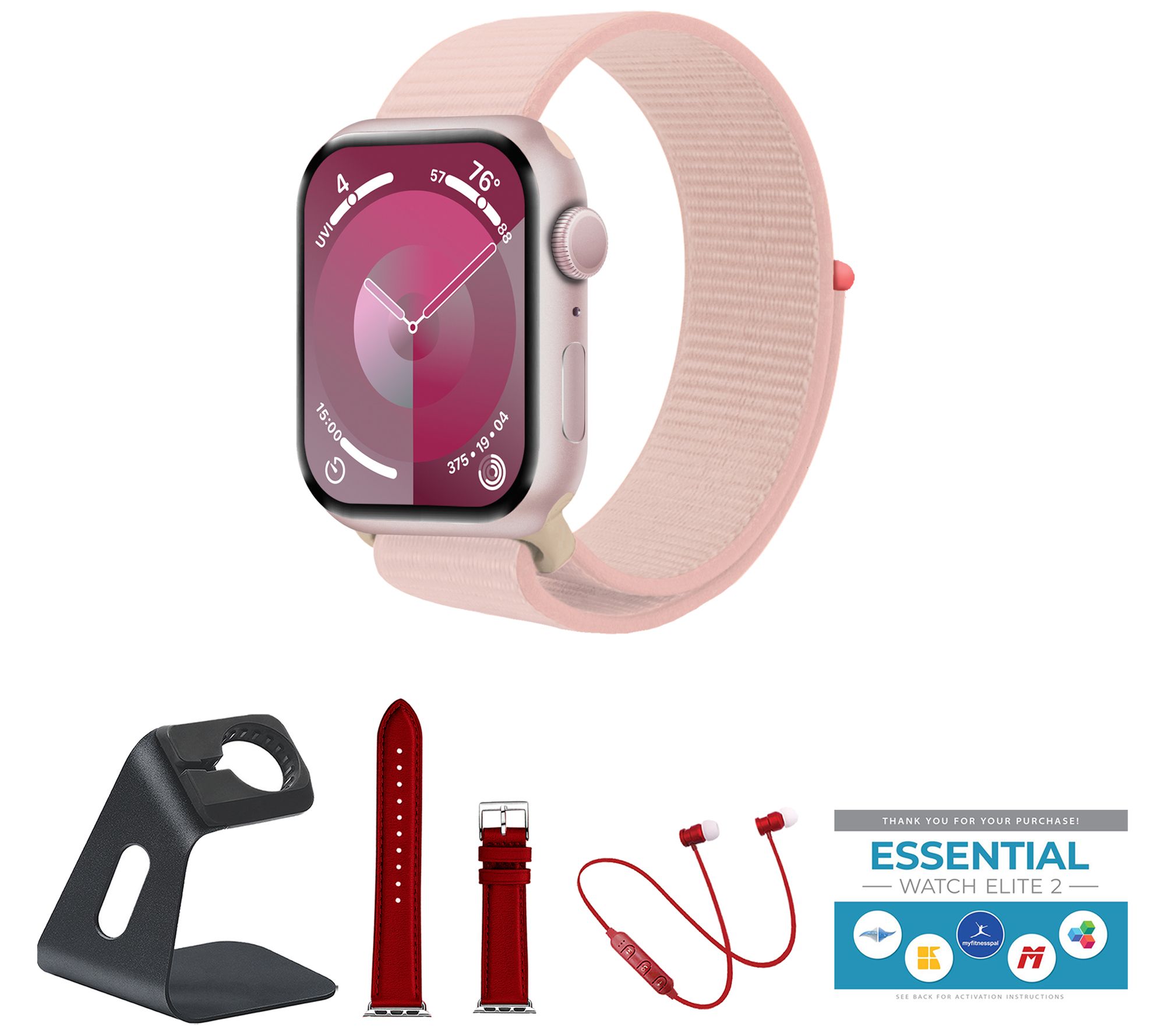 Apple Watch Series 9 - 41mm - GPS - Pink Aluminum Case - Light Pink Sport Loop