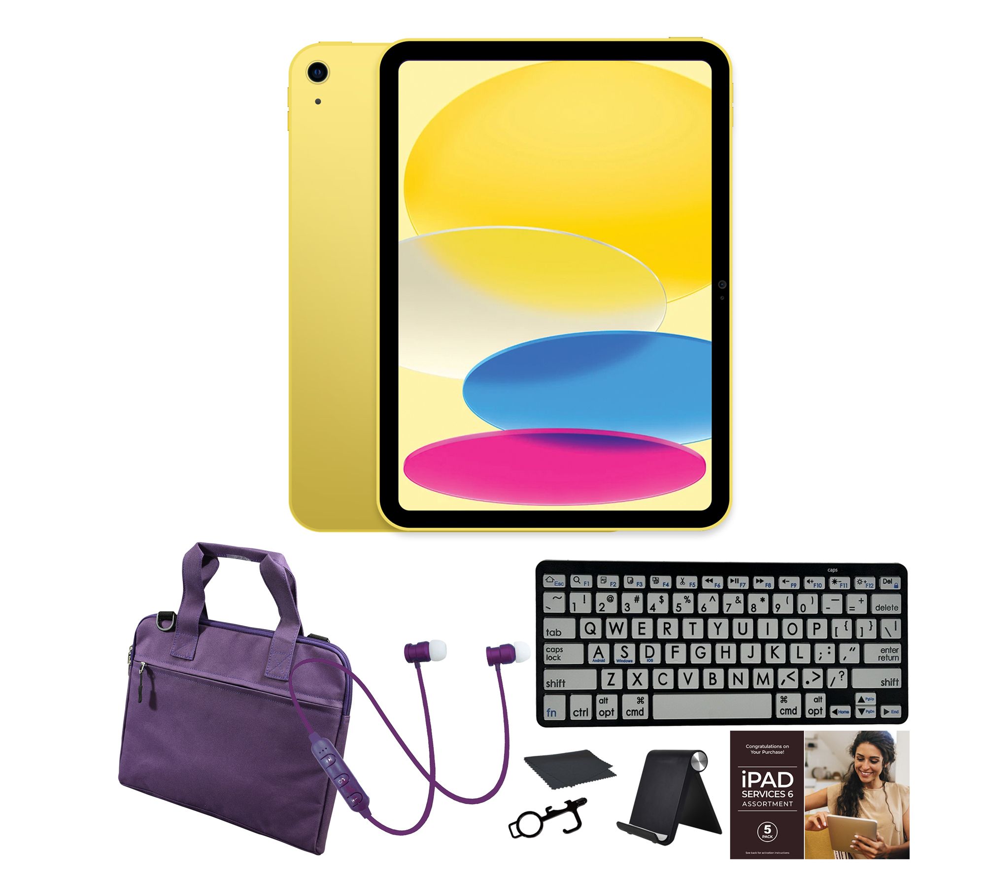 Apple iPad 10.9" Gen 10 256GB w/ Large Print Bluetooth Keyboard & More