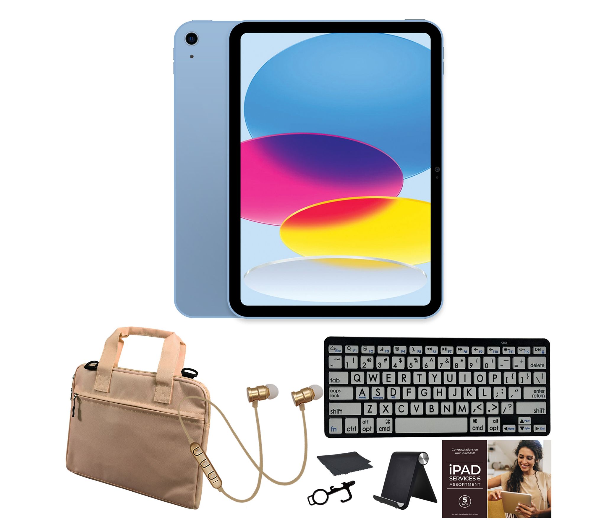 Apple iPad 10.9" Gen 10 256GB w/ Large Print Bluetooth Keyboard & More