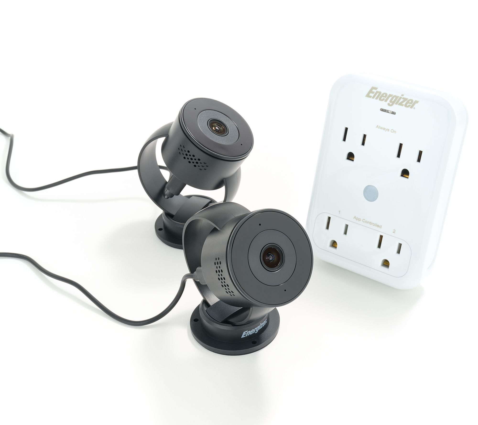 Energizer 1080p Wifi Cam 2pk with Smart 4-Outlet Wall Tap
