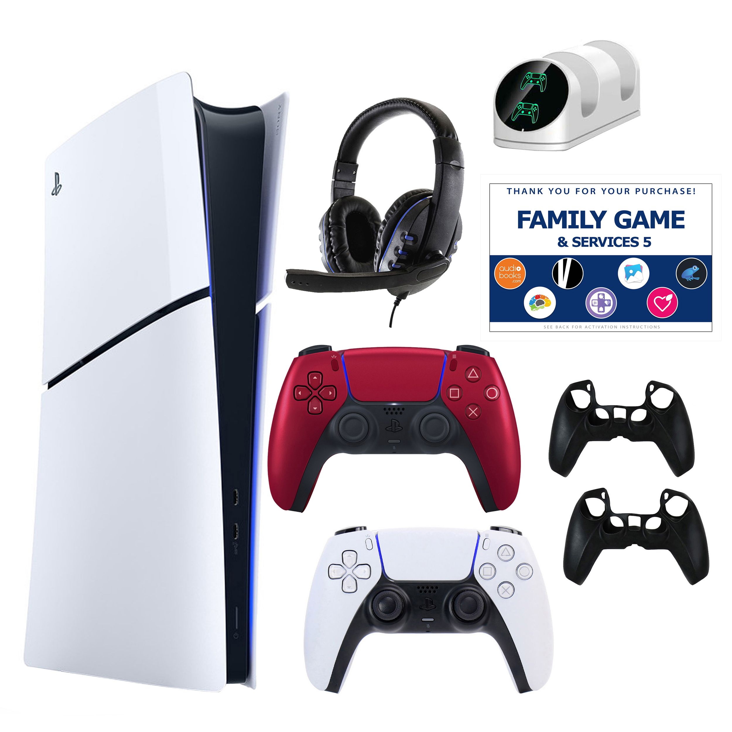 PS5 Slim Digital Console with Extra DualSense,Accessories & V
