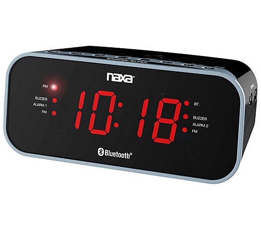 Naxa Bluetooth Dual Alarm Clock Radio w/ 2 USBCharging Ports