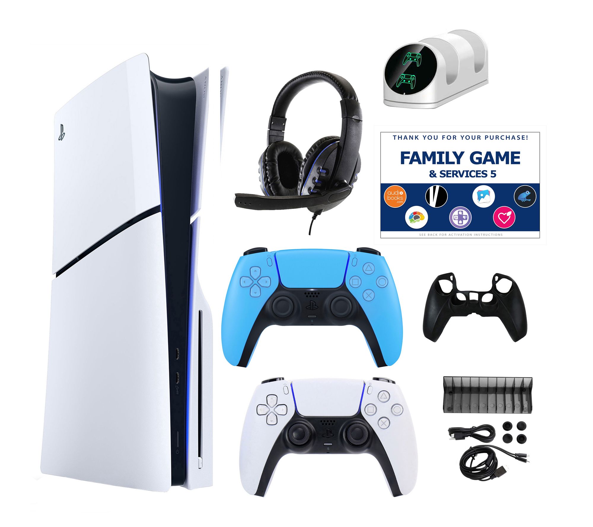 PS5 Slim Console with Extra DualSense, Accessories Kit & Vouch