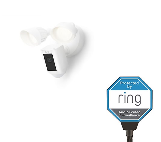 Ring Floodlight Cam Wired Plus with Solar Yard Sign & Ring Assist