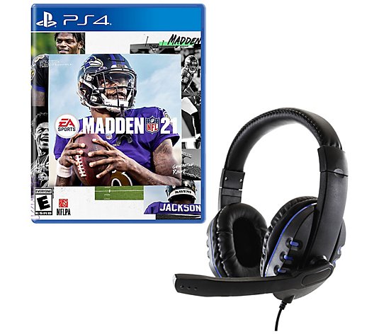 Madden 21 Game for PS4 with Universal Headset