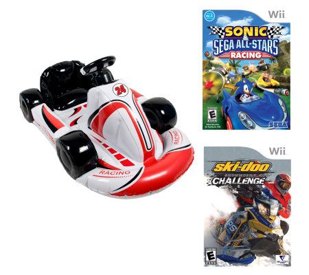 Wii Racing Accessory Bundle with Inflatable Car and Two Games - QVC.com