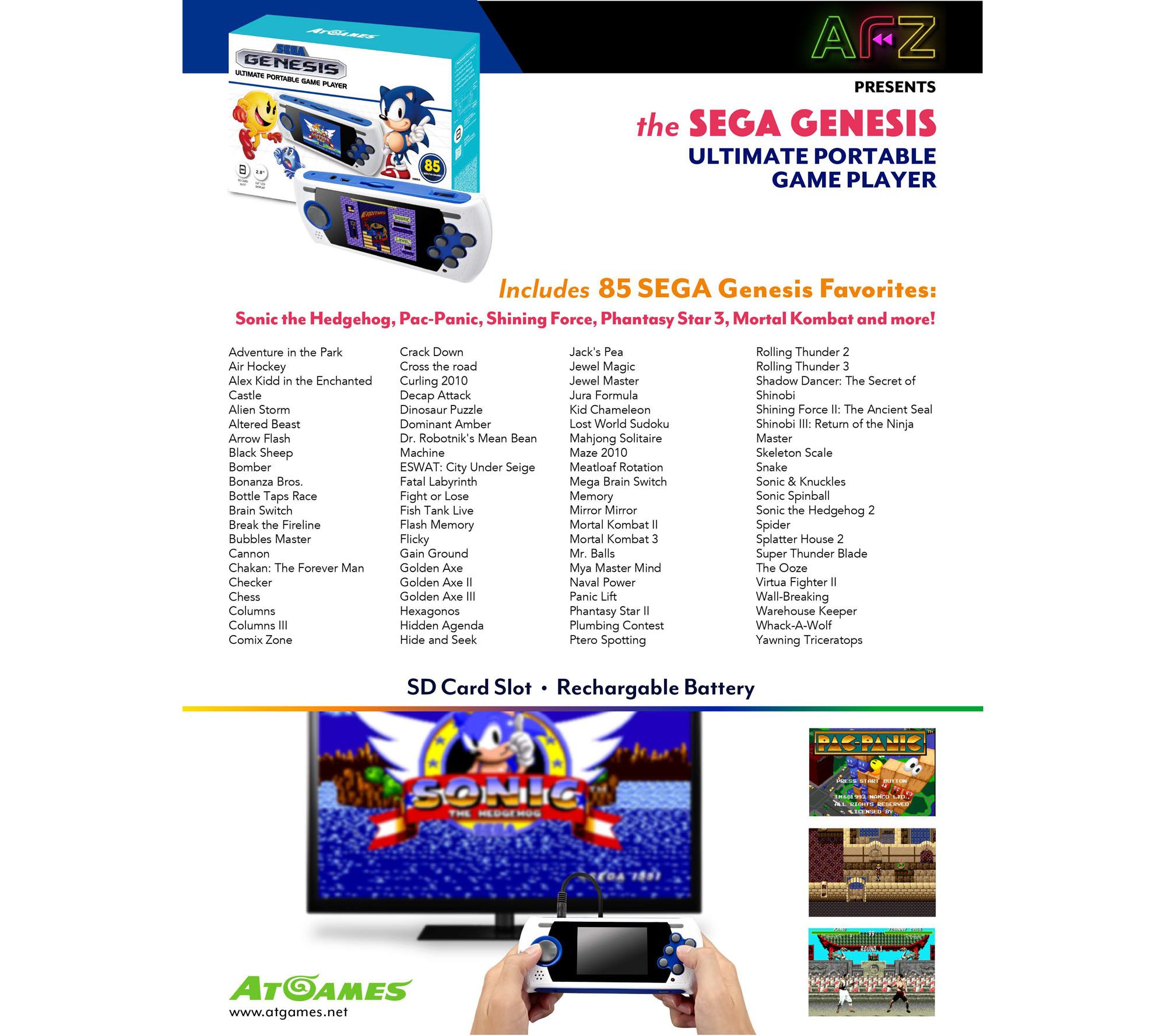 sega genesis ultimate portable game player game list