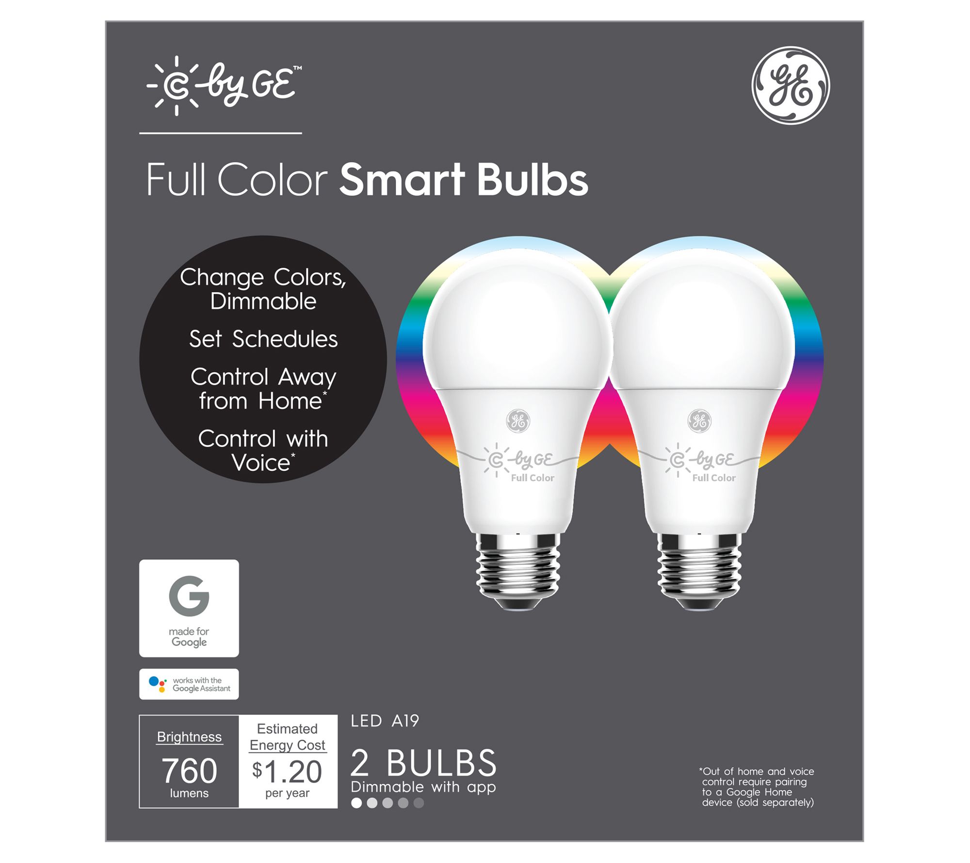C by GE Full Color LED A19 Smart Bulb 2 Pack